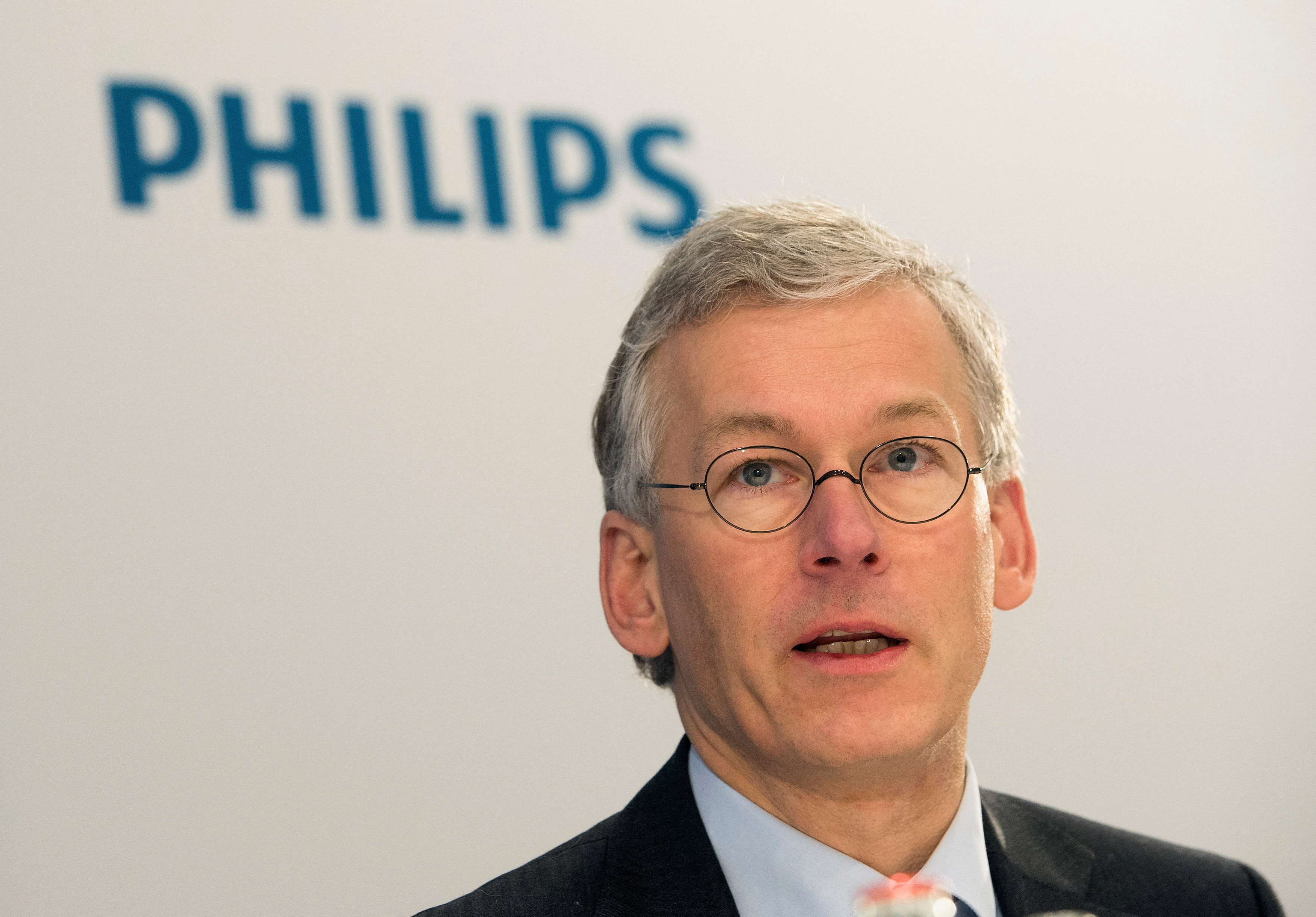 Van Houten, CEO of Philips, speaks during  the presentation of the 2013 full-year results in Amsterdam