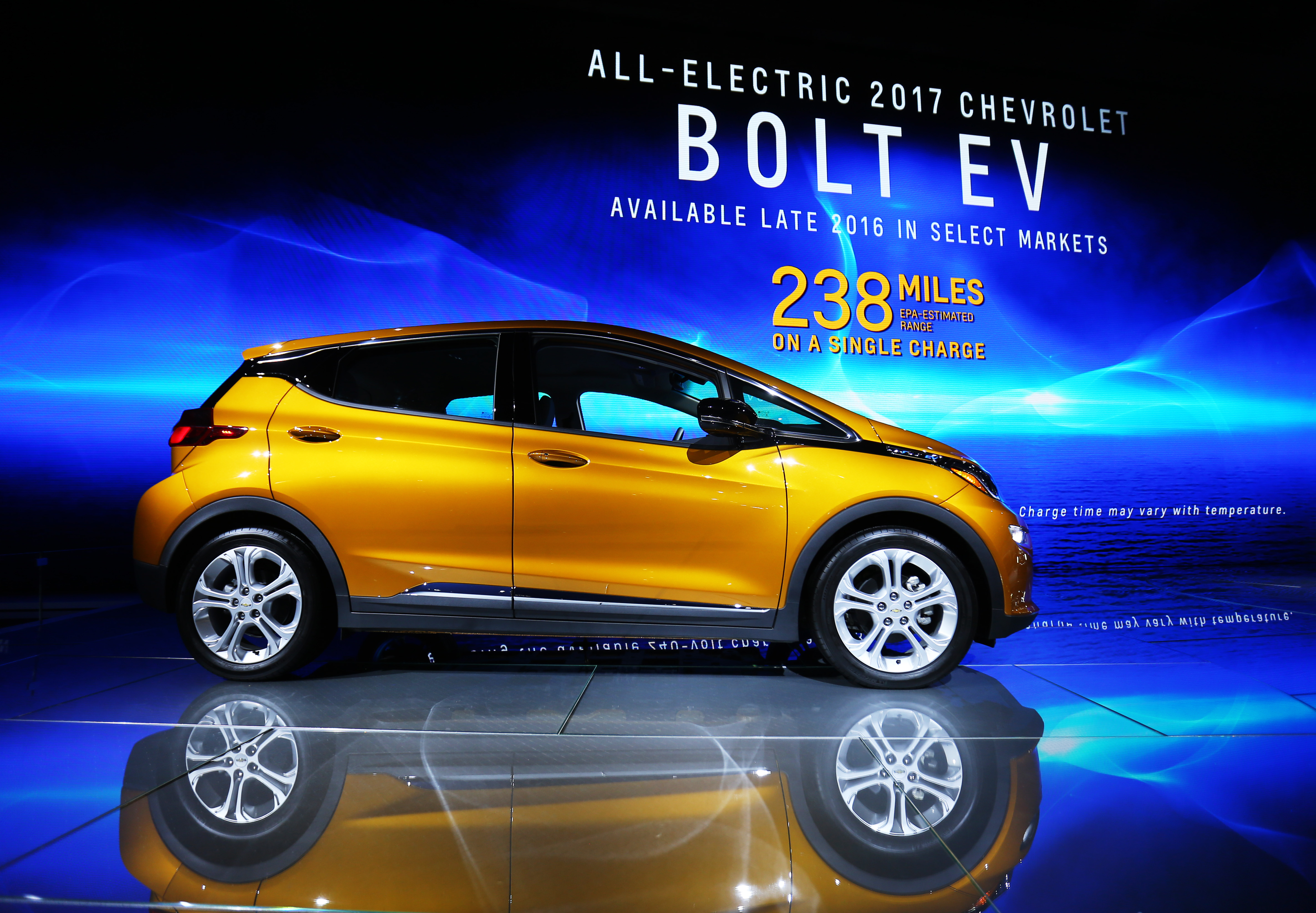 The Chevrolet Bolt EV is pictured at the 2016 Los Angeles Auto Show in Los Angeles, November 16, 2016.