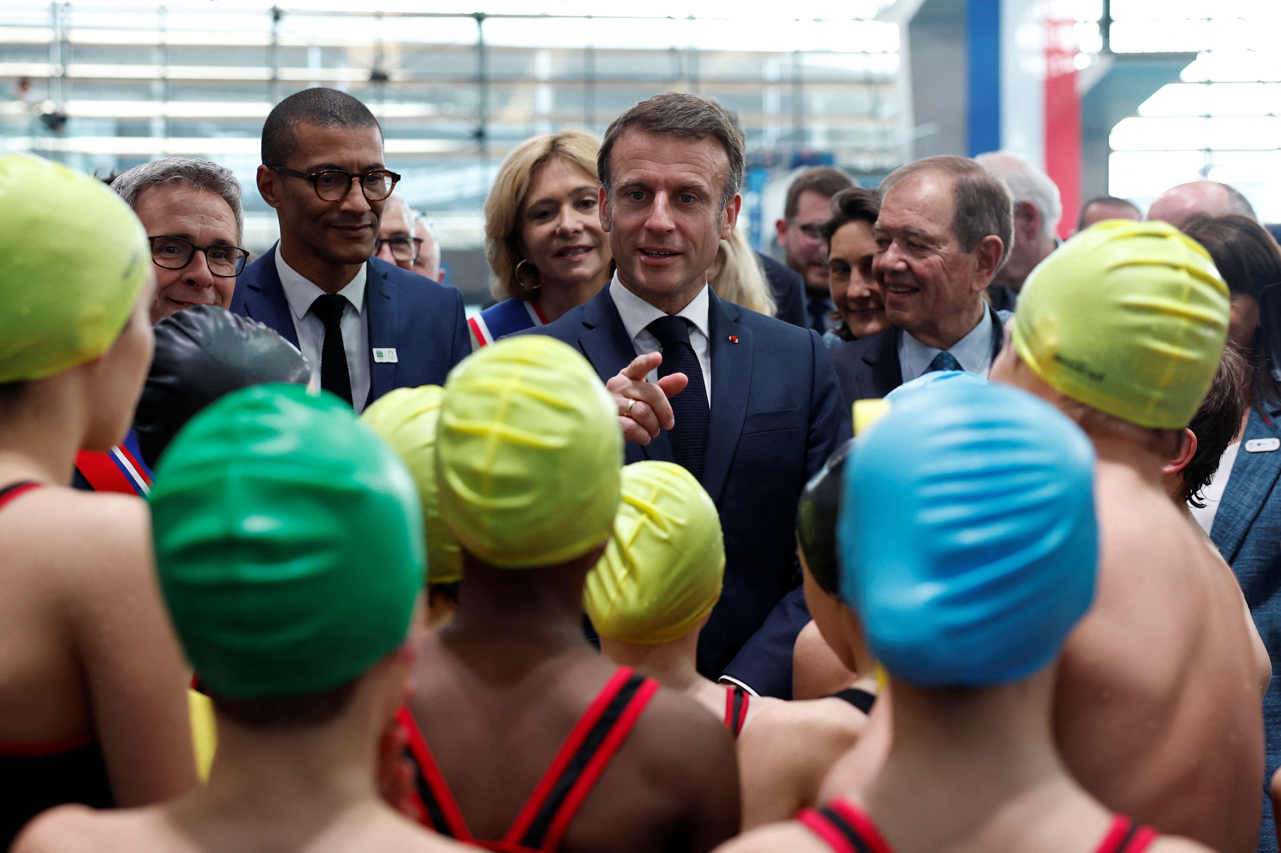 French President Macron inaugurates Olympic swimming centre in Saint-Denis near Paris