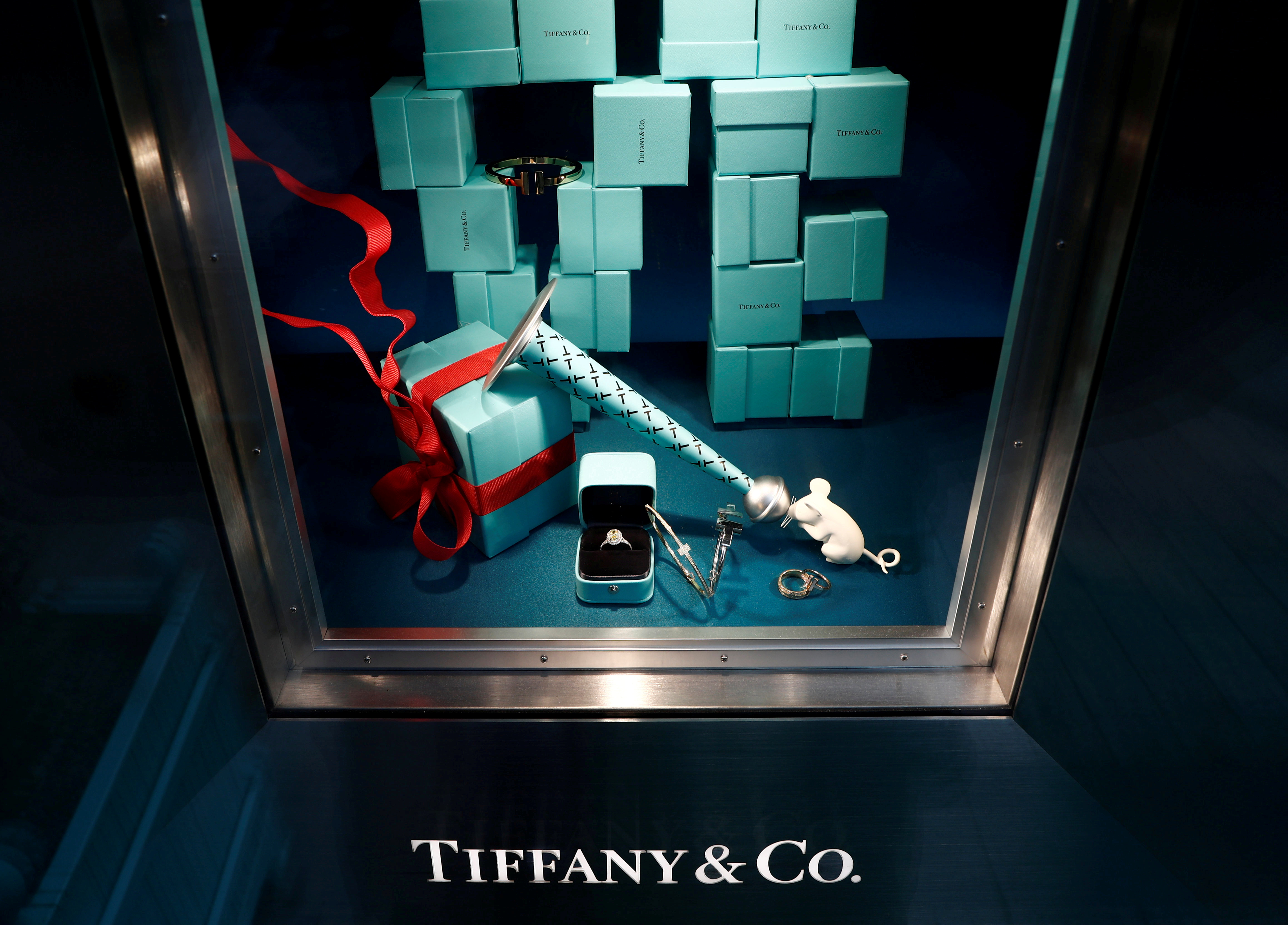 Tiffany & Co. jewelry is displayed in a store in Paris