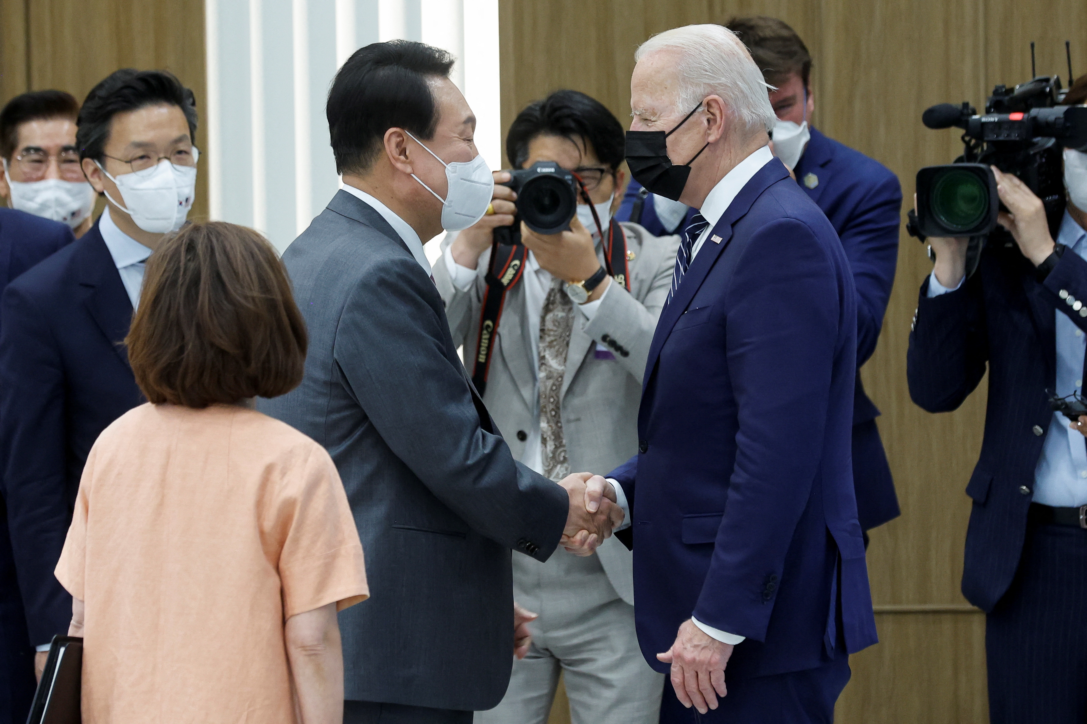 U.S. President Joe Biden visits a Samsung Semiconductor factory in Pyeongtaek
