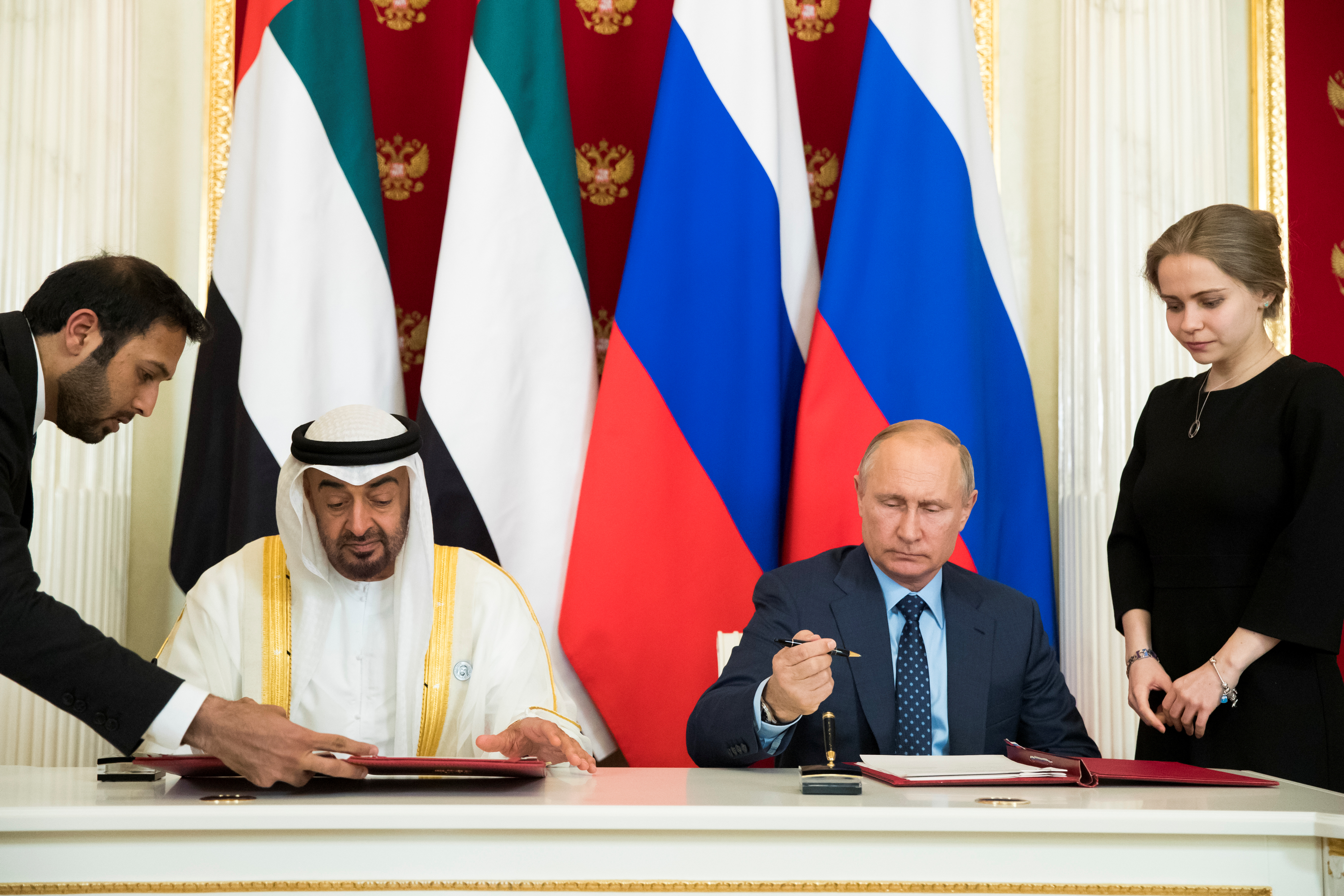 Russian President Vladimir Putin meets with Abu Dhabi's Crown Prince Sheikh Mohammed bin Zayed al-Nahyan of the United Arab Emirates in Moscow