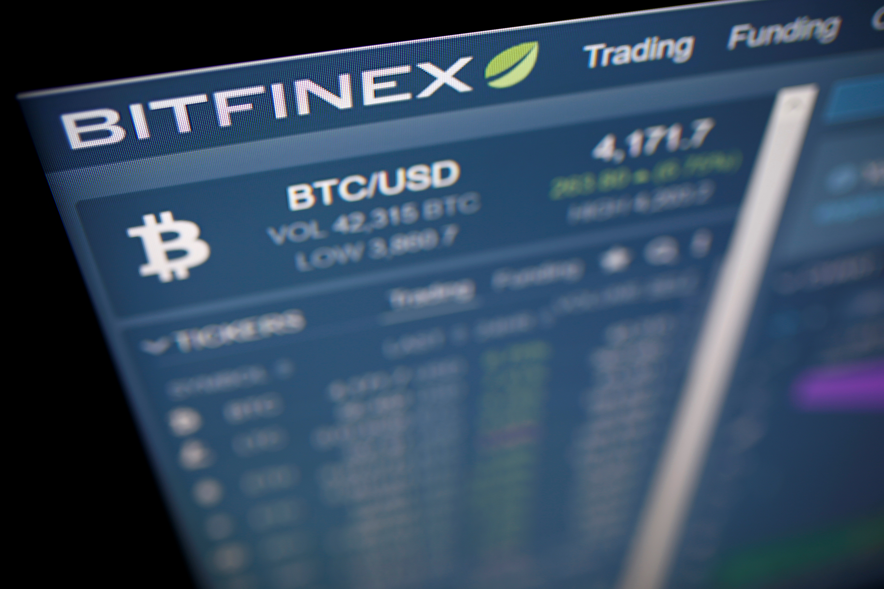 Photo illustration of Bitfinex cryptocurrency exchange website