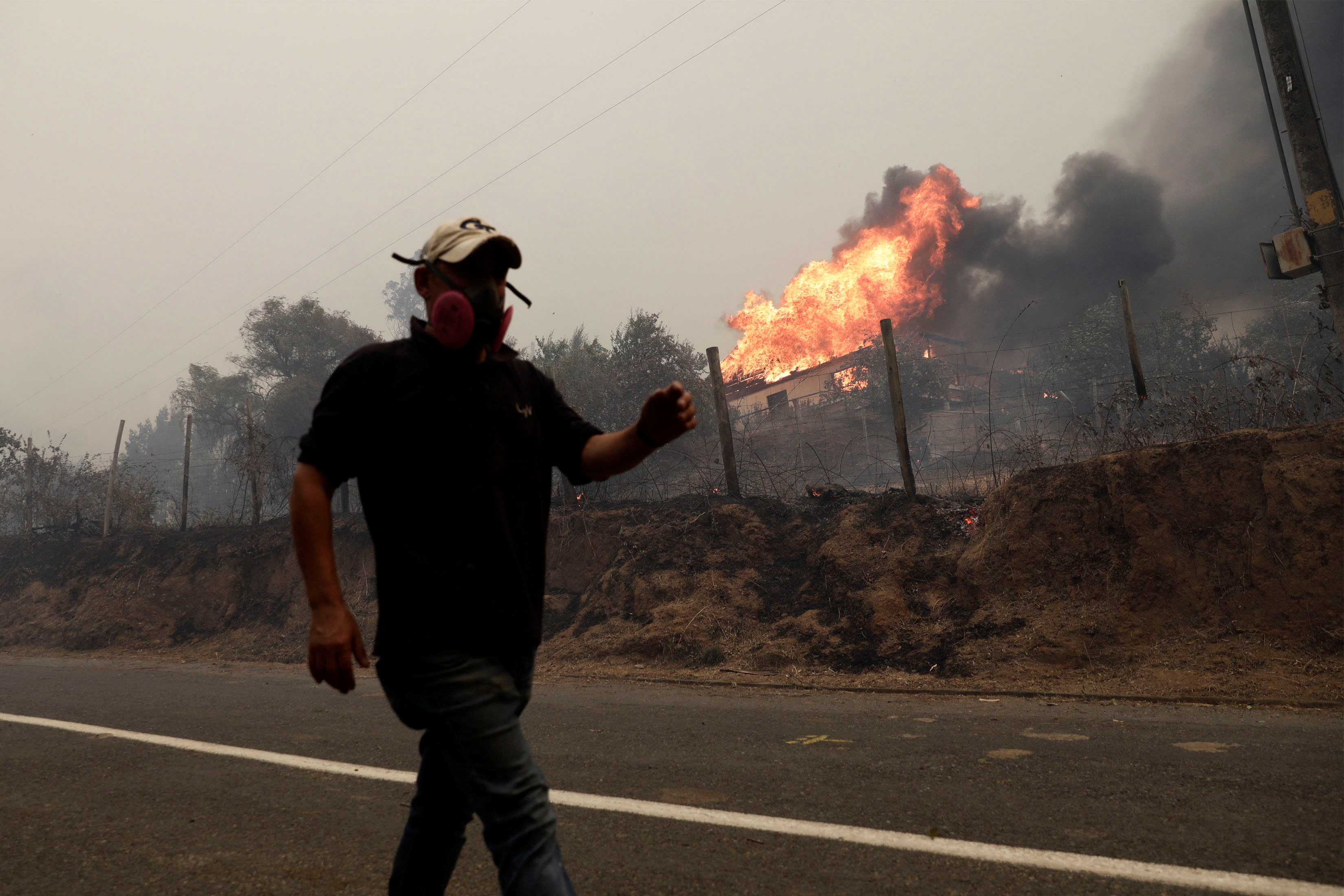 Wildfire burns areas around Santa Juana, Concepcion