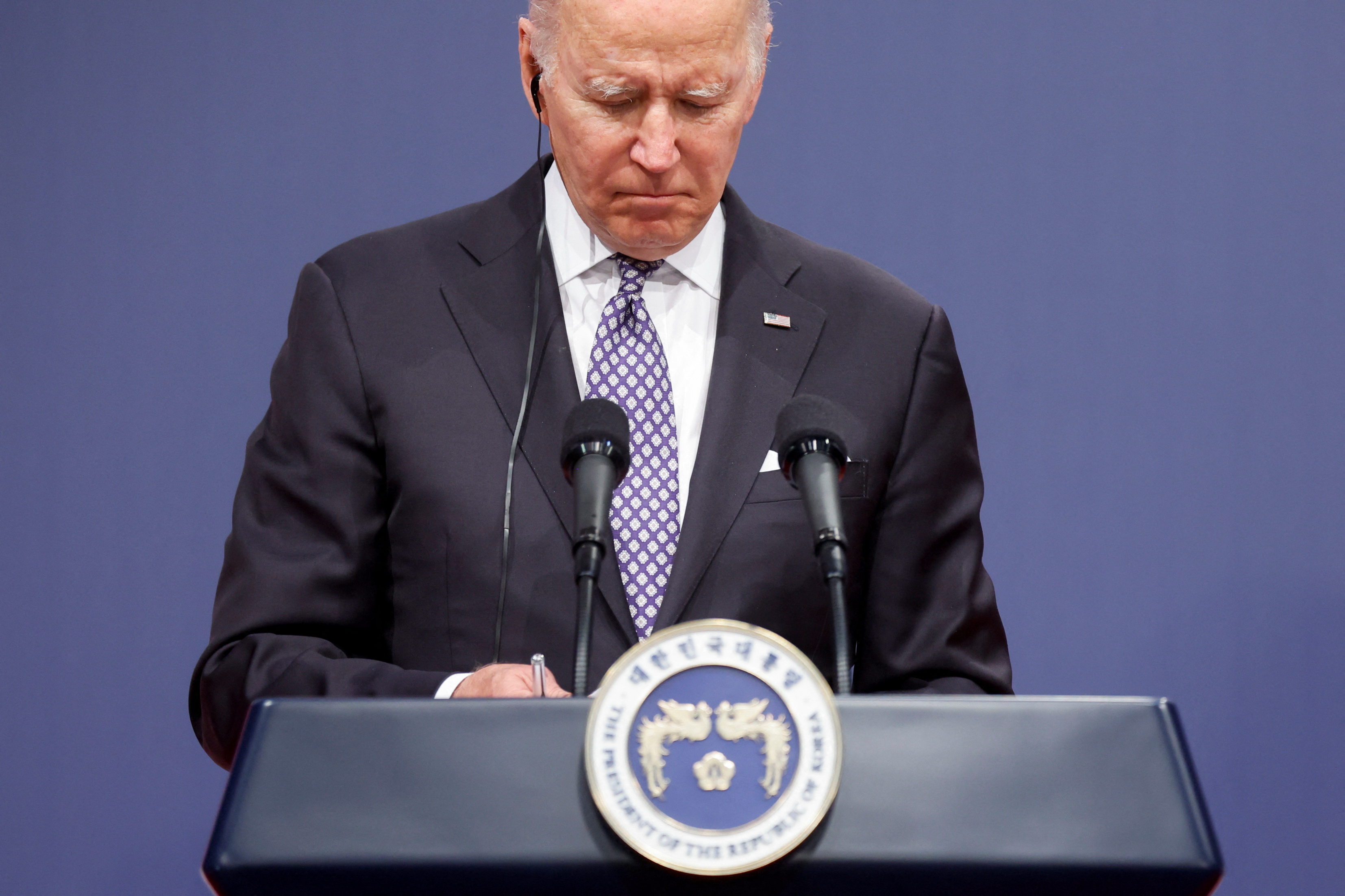 U.S. President Biden and South Korean President Yoon Suk-youl hold a joint news conference, in Seoul