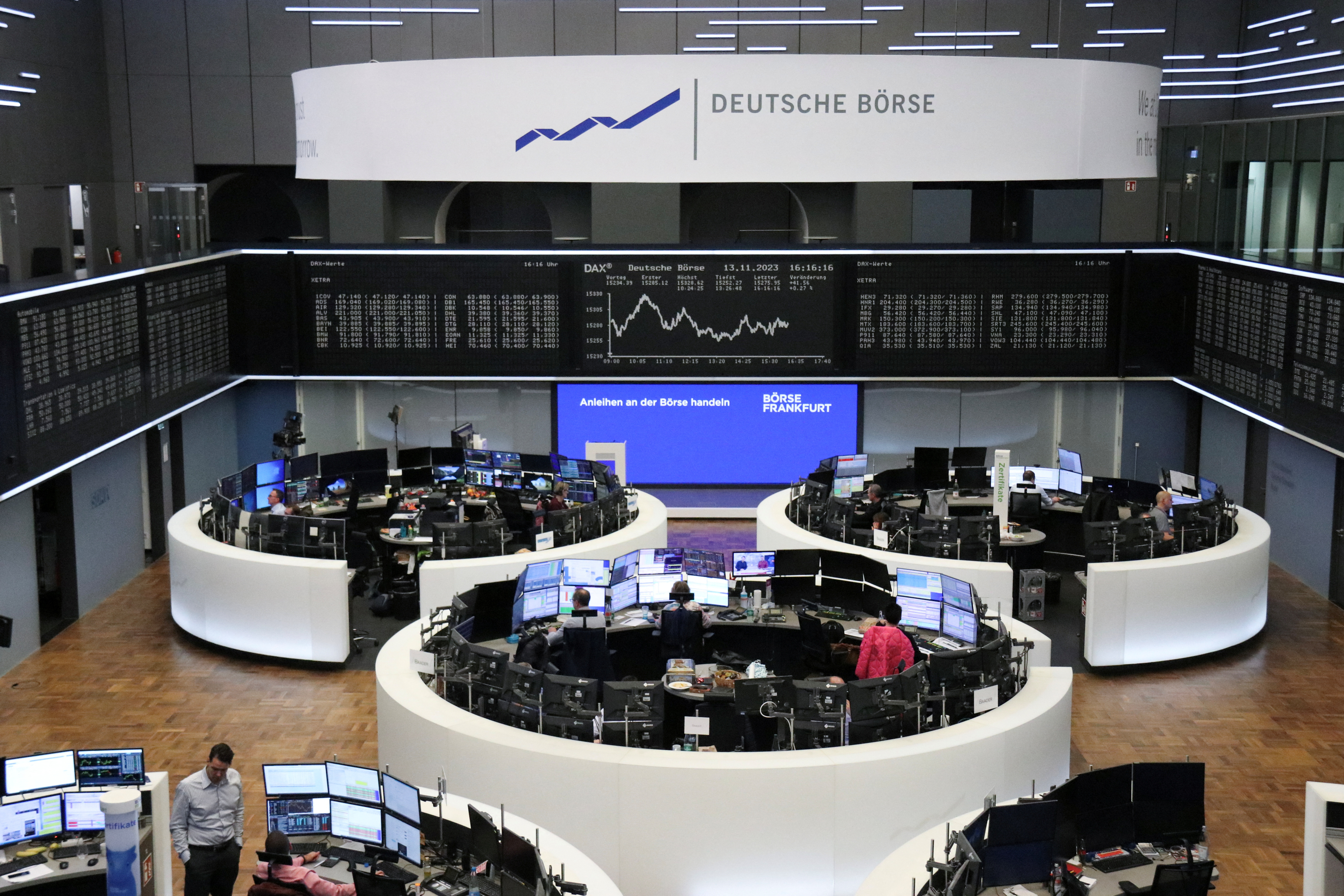 The chart of the German stock price index DAX is photographed at the Frankfurt Stock Exchange