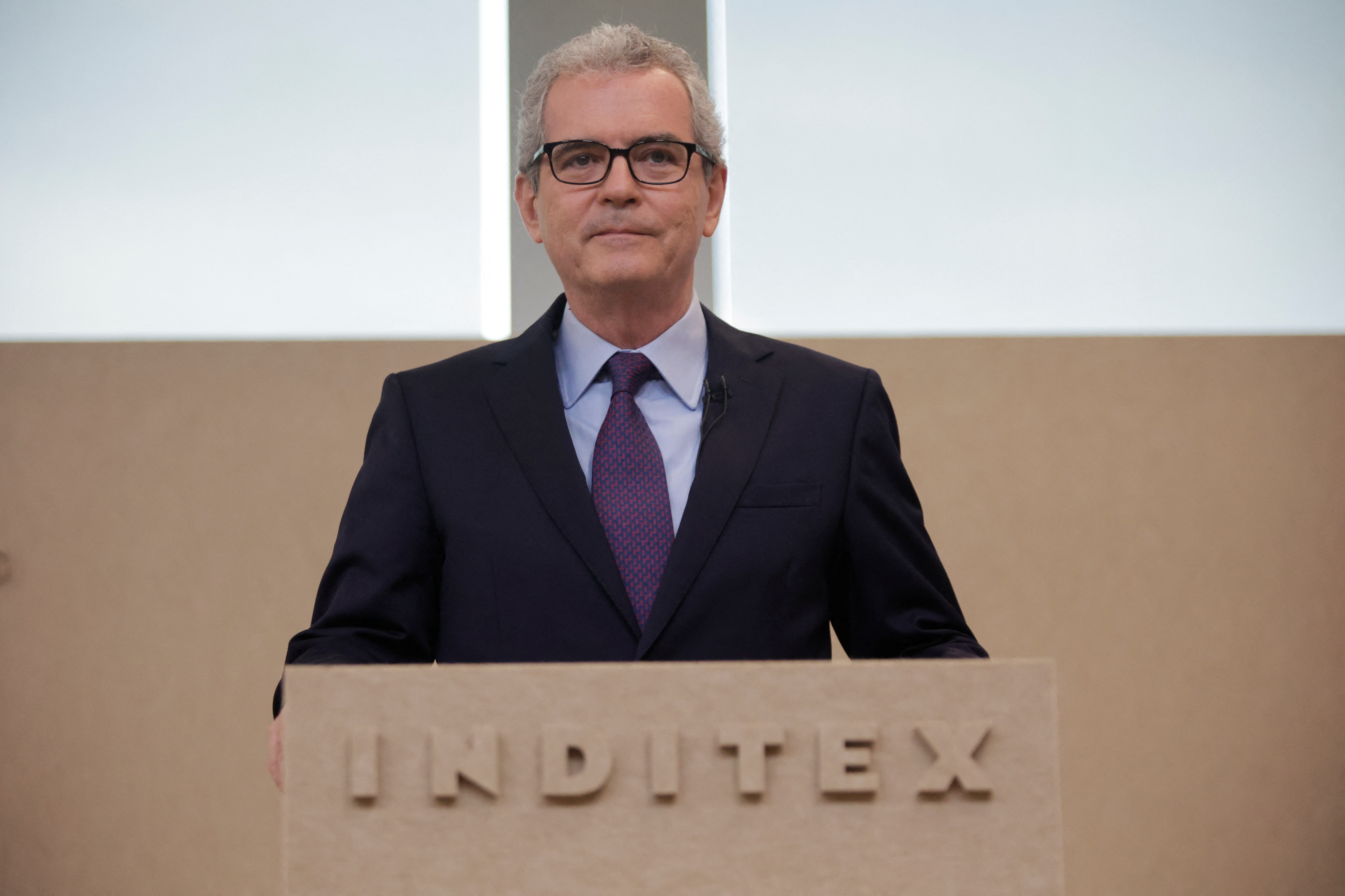 Inditex Chairman and Chief Executive Pablo Isla attends a news conference at a Zara factory, the headquarters of Inditex group in Spain
