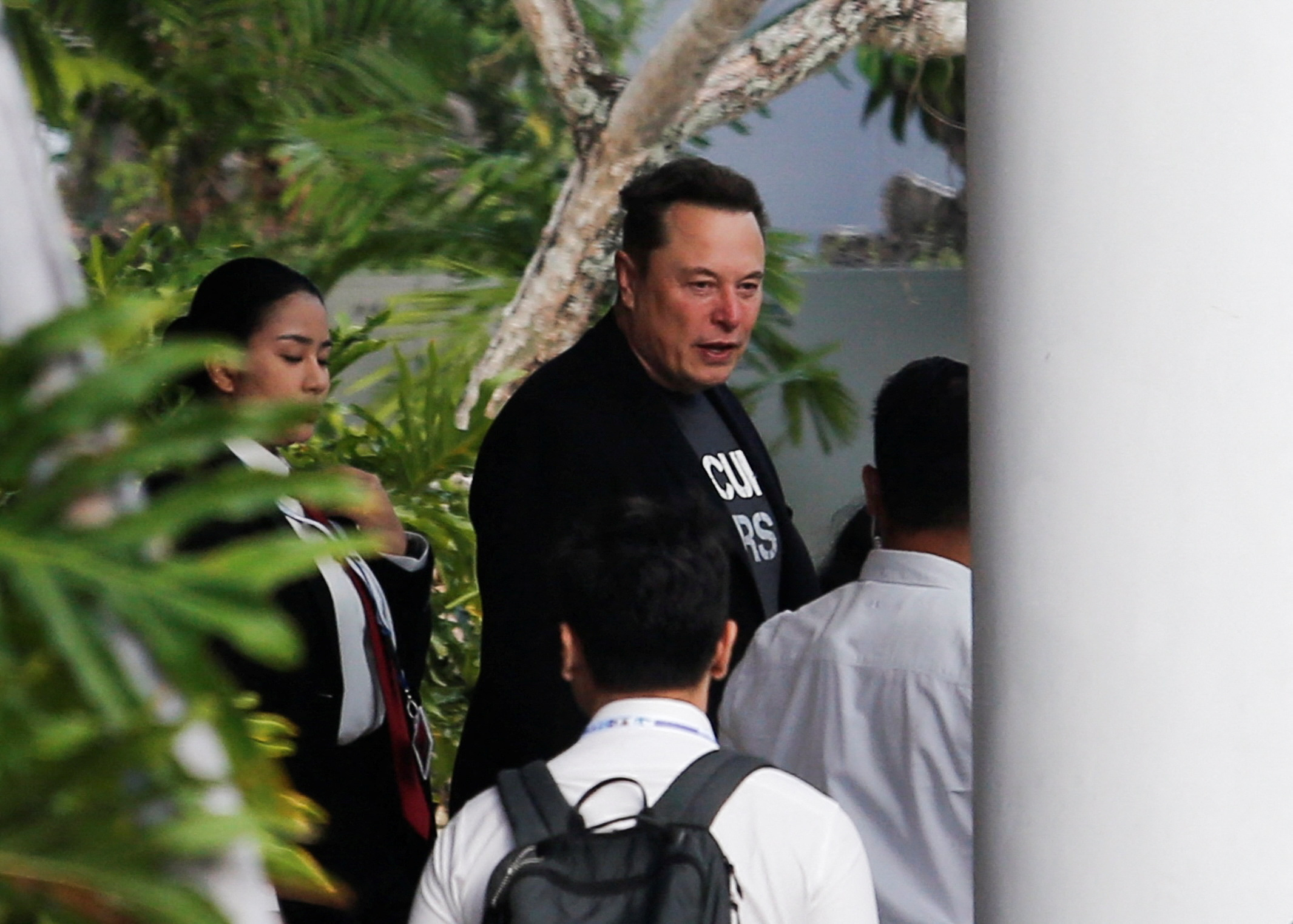 Elon Musk, Chief Executive Officer of SpaceX and Tesla and owner of X, arrives at the I Gusti Ngurah Rai Bali International Airport, in Bali