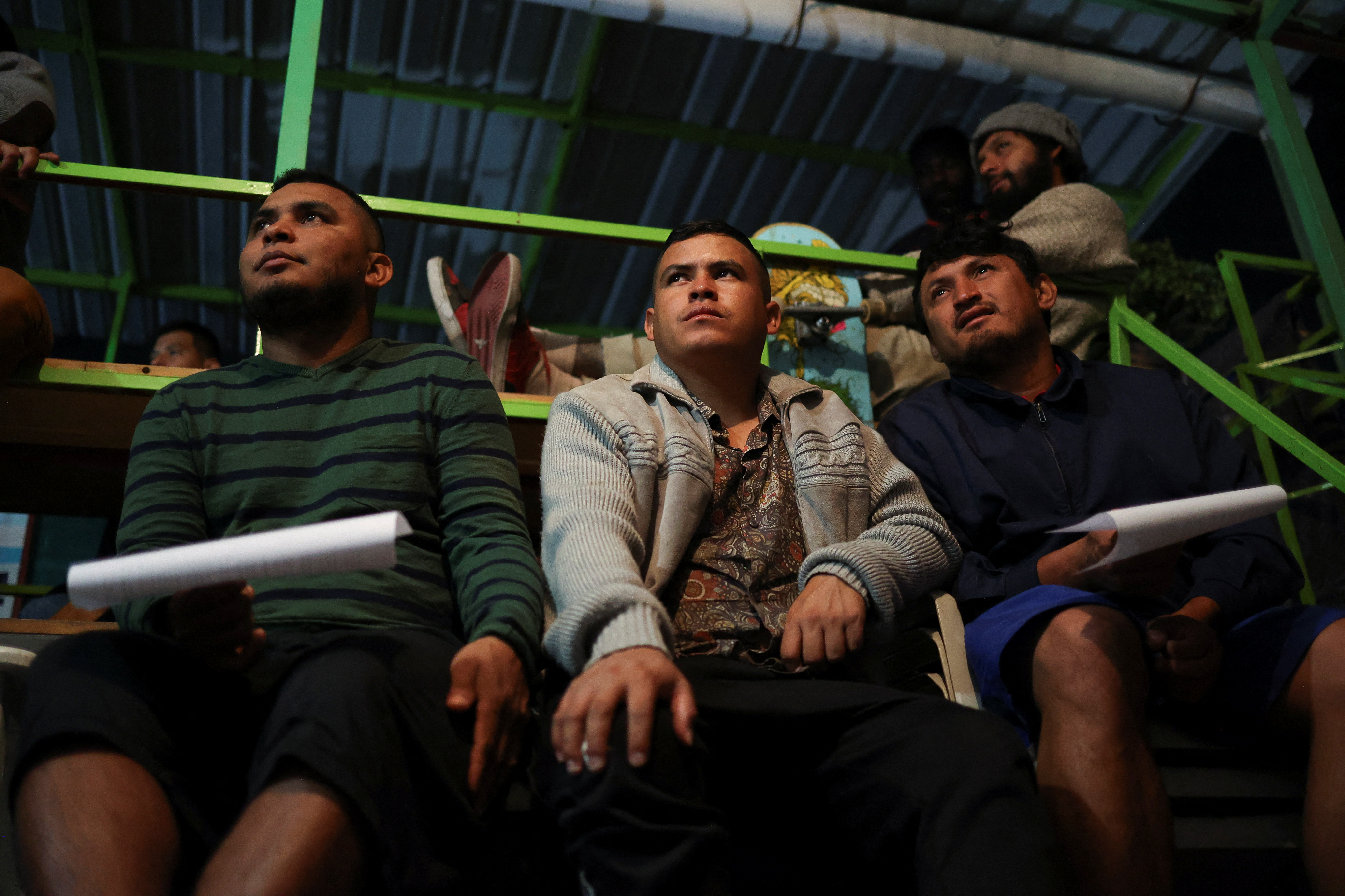 Migrants gather at a shelter during the Christmas festivities in Mexico City