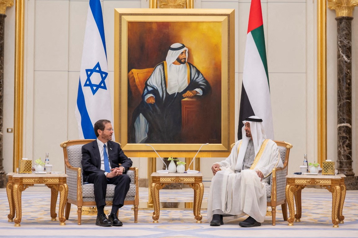 Israeli President Isaac Herzog meets with Abu Dhabi's Crown Prince Sheikh Mohammed bin Zayed al-Nahyan in Abu Dhabi