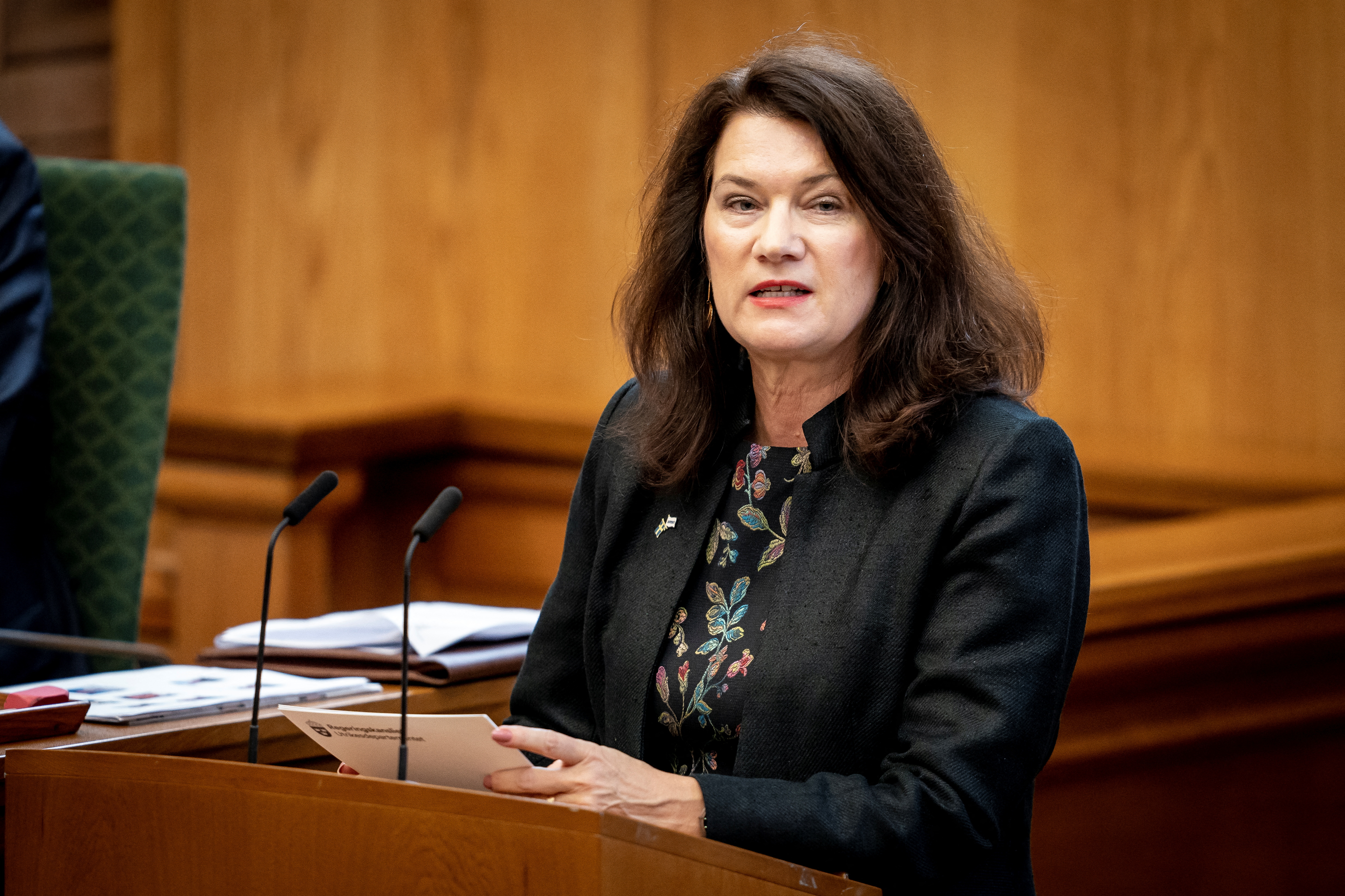 Minister of Foreign Affairs of Sweden Ann Linde during the Foreign Ministers statements at the Nordic Council Session 2021, in the Folketing Hall at Christiansborg, in Copenhagen, Denmark. November 2, 2021. Mads Claus Rasmussen/ Ritzau Scanpix/via REUTERS