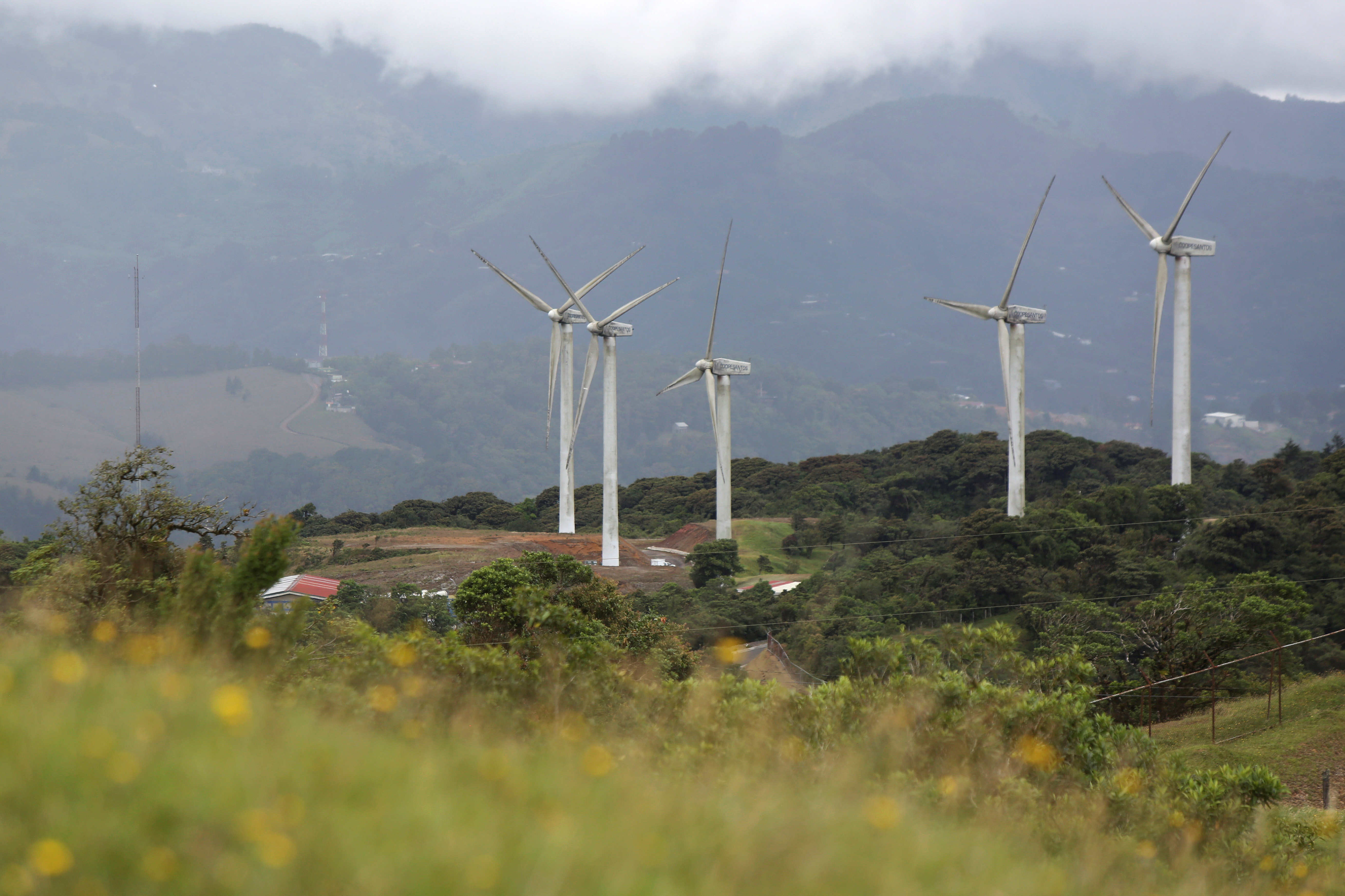 General view shows power-generating windmill turbines at Los Santos wind farm, in El Guarco, Costa Rica August 4, 2021. REUTERS/Mayela Lopez  