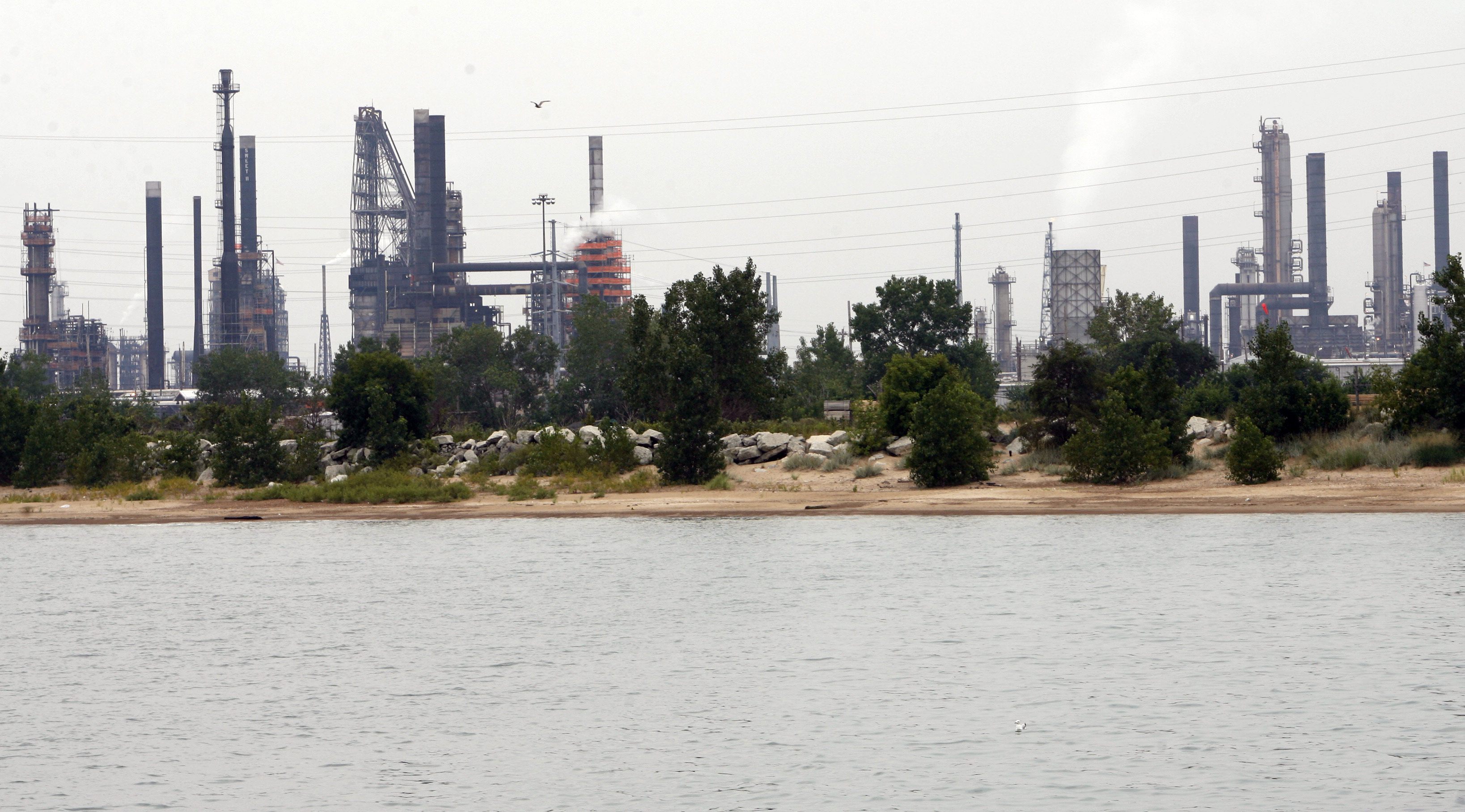 British Petrolium oil refinery refinery sits on the shore of Lake Michigan in Whiting Indiana