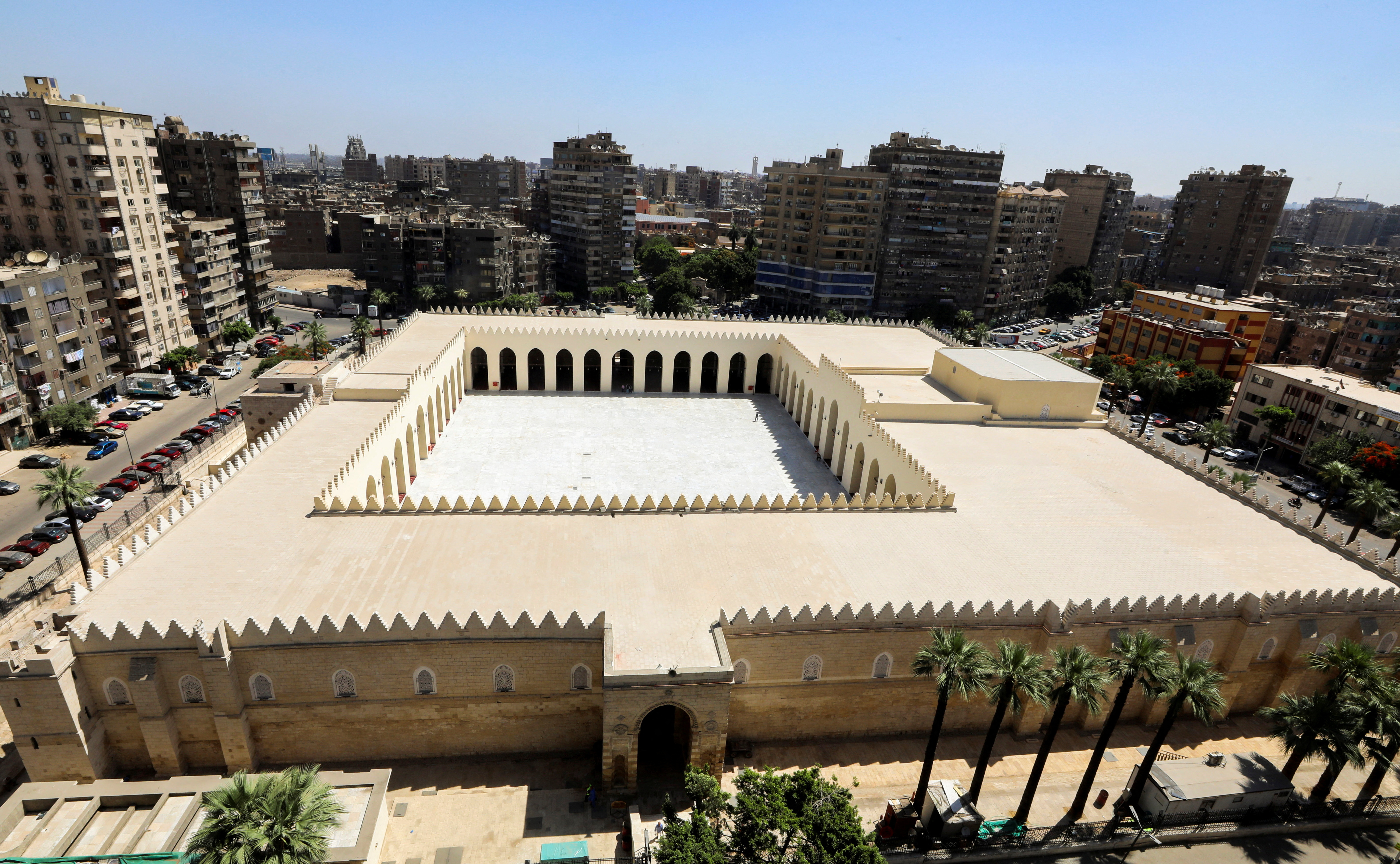 General view of the historical mosque of al-Zahir Baybars Mosque, in Cairo