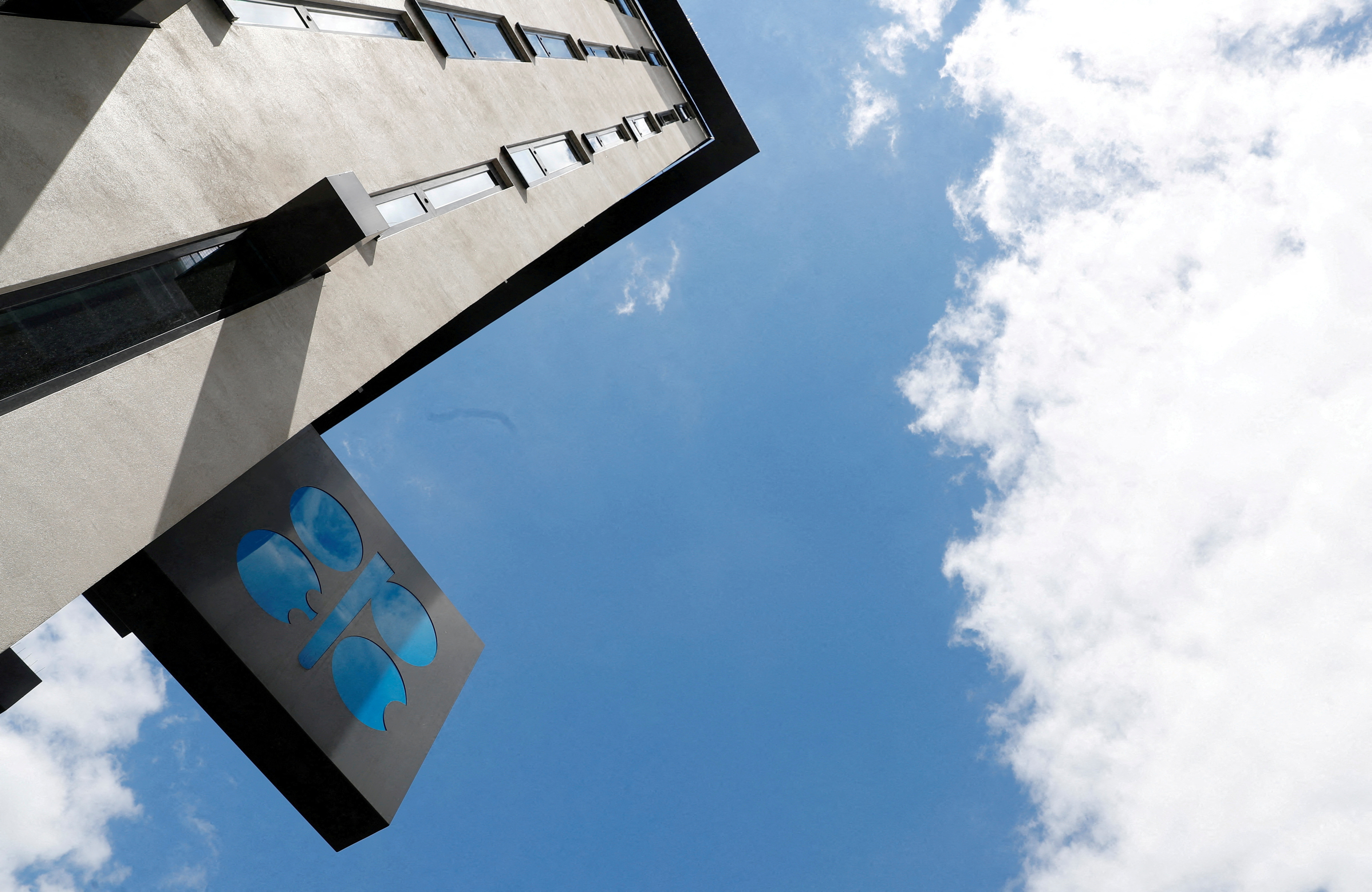 The OPEC logo is seen at OPEC's headquarters in Vienna