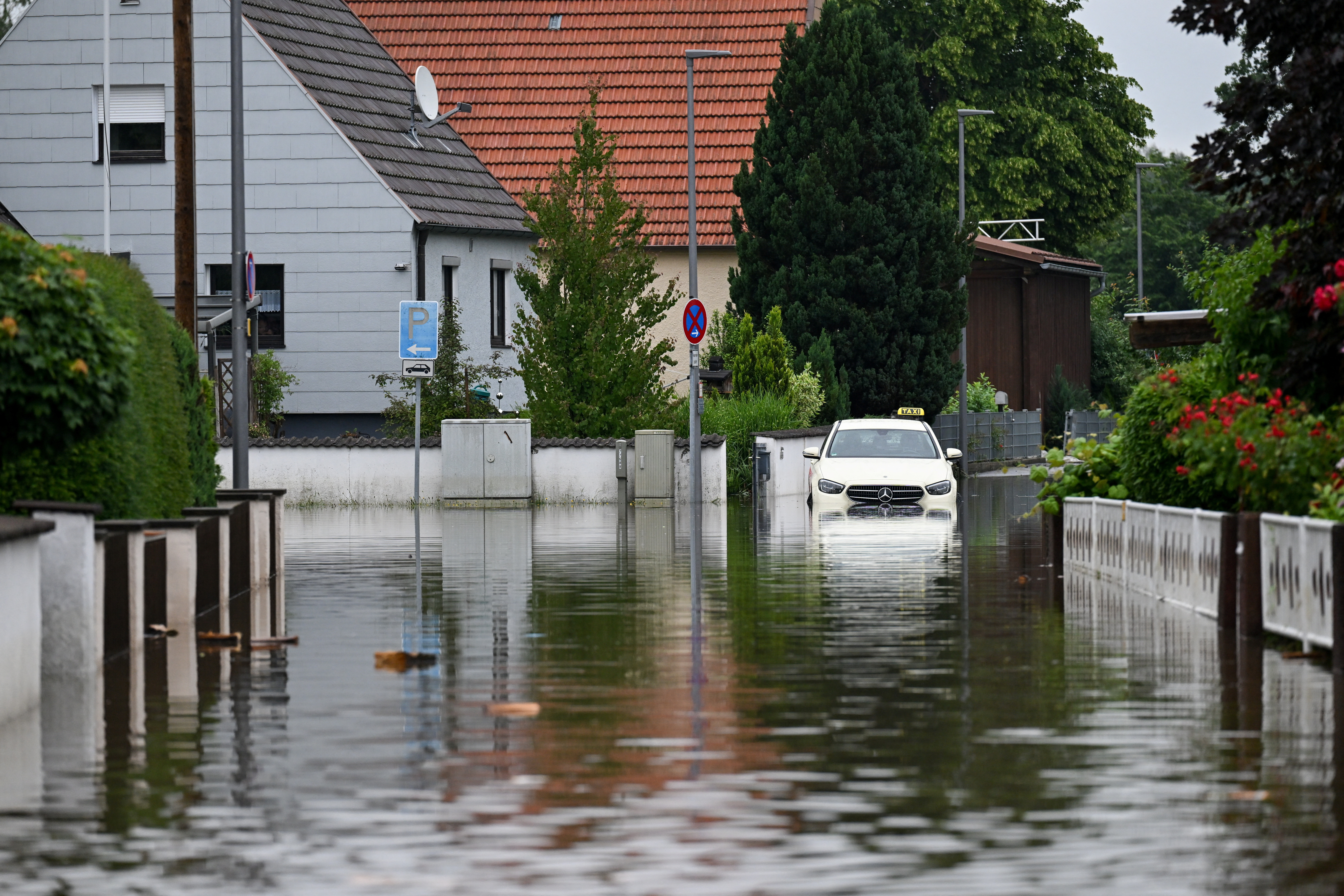 Aftermath of severe flooding, in Reichertshofen