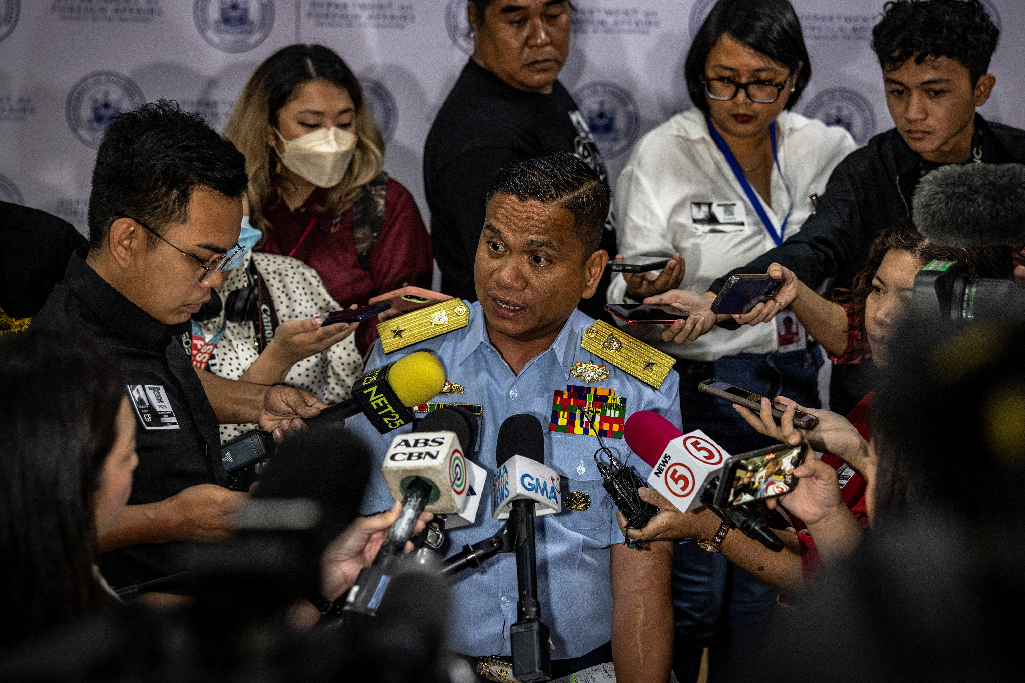 Philippines' foreign ministry holds a joint news conference on water cannon incident in the South China Sea