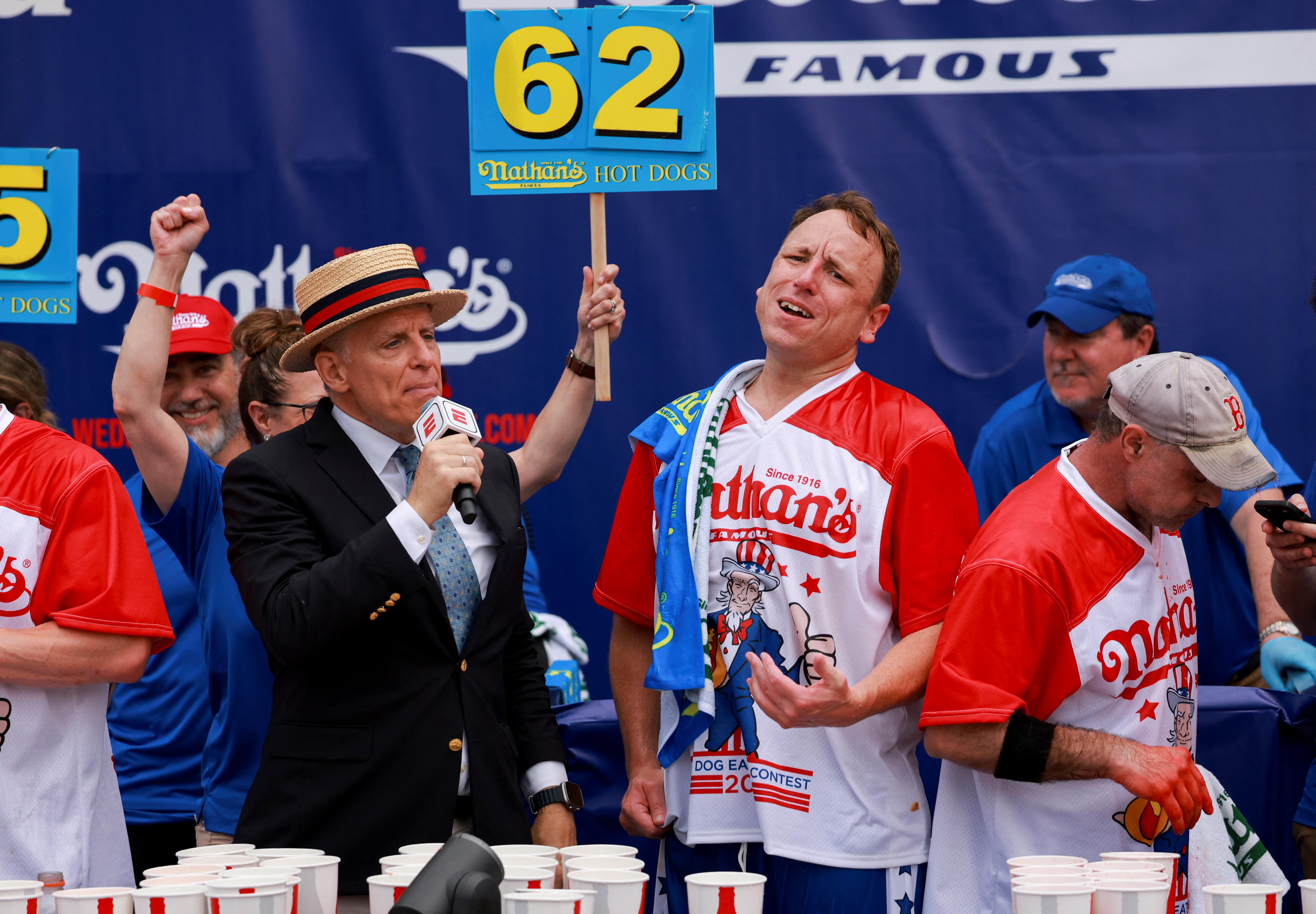 Joey Chestnut Eats 62 Hot Dogs to Claim 16th Title in Nathan's