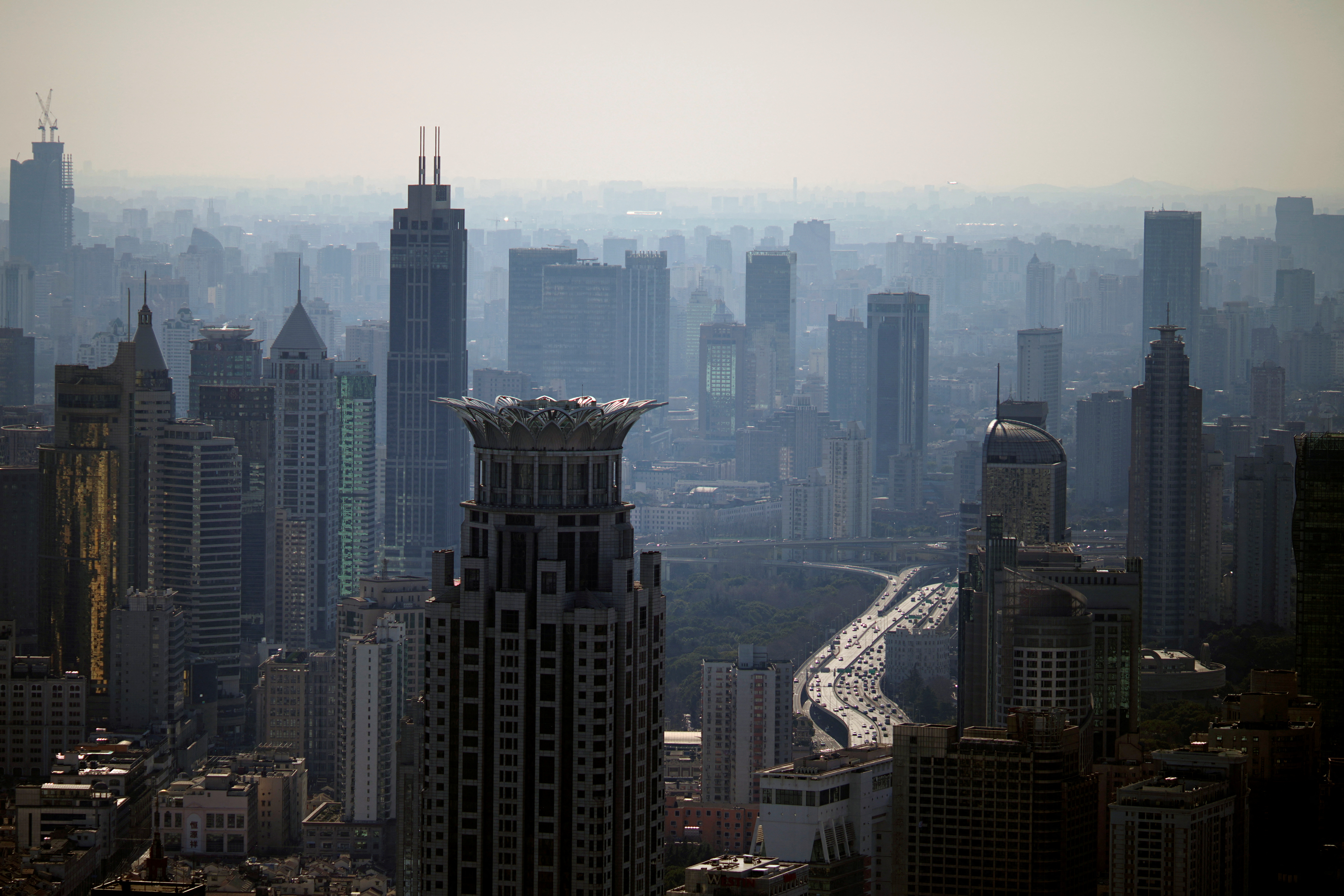 Quang cảnh đường chân trời của thành phố ở Thượng Hải