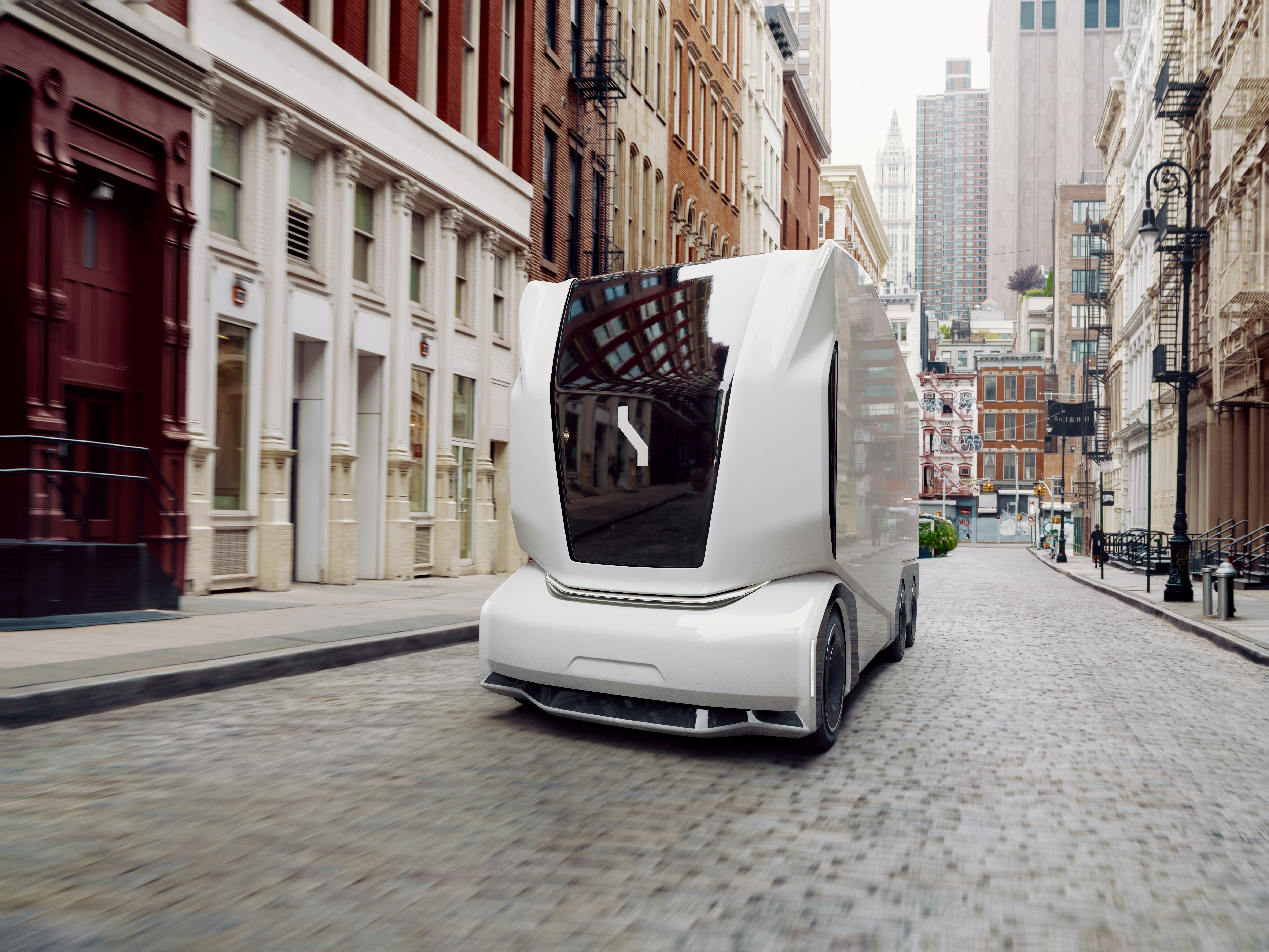 An Einride Pod, an electric self-driving truck developed by Einride, which has no cabin for a driver, is shown in this undated handout photo obtained by Reuters on November 3, 2021. Einride/Handout via REUTERS 