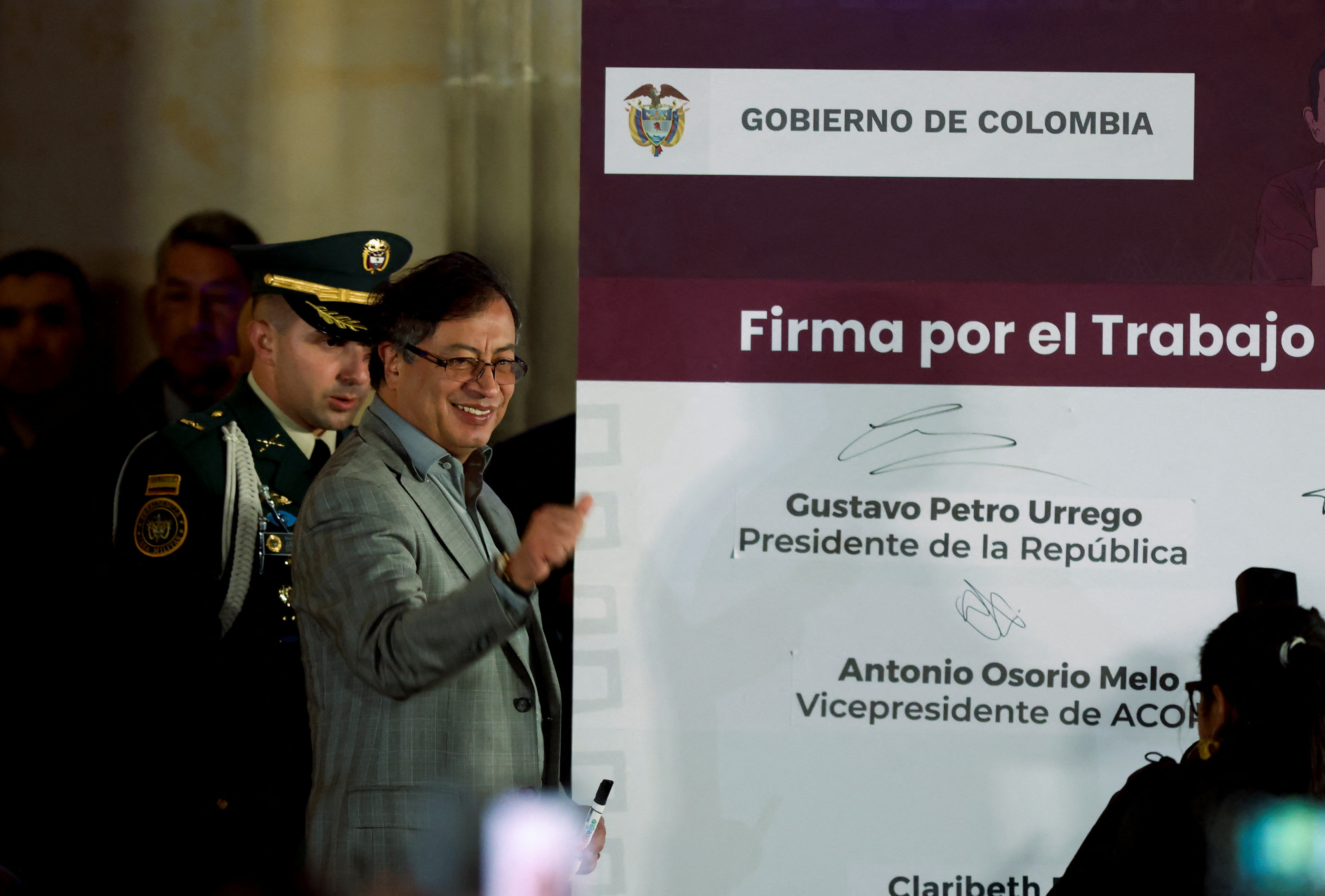 Colombia's President Gustavo Petro delivers a statement, in Bogota