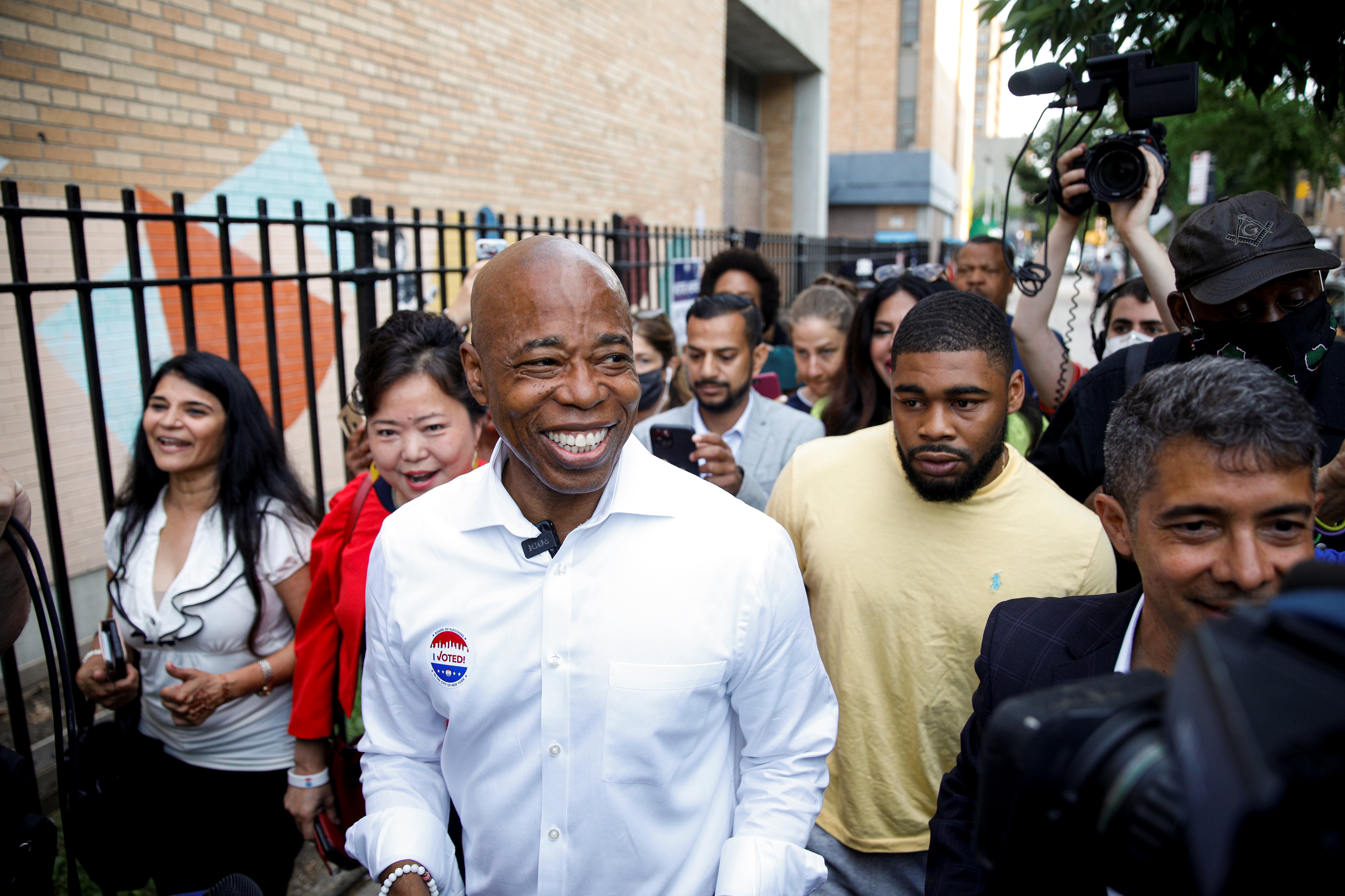 Eric Adams, Democratic candidate for New York City Mayor, votes during the Primary Election in Brooklyn New York