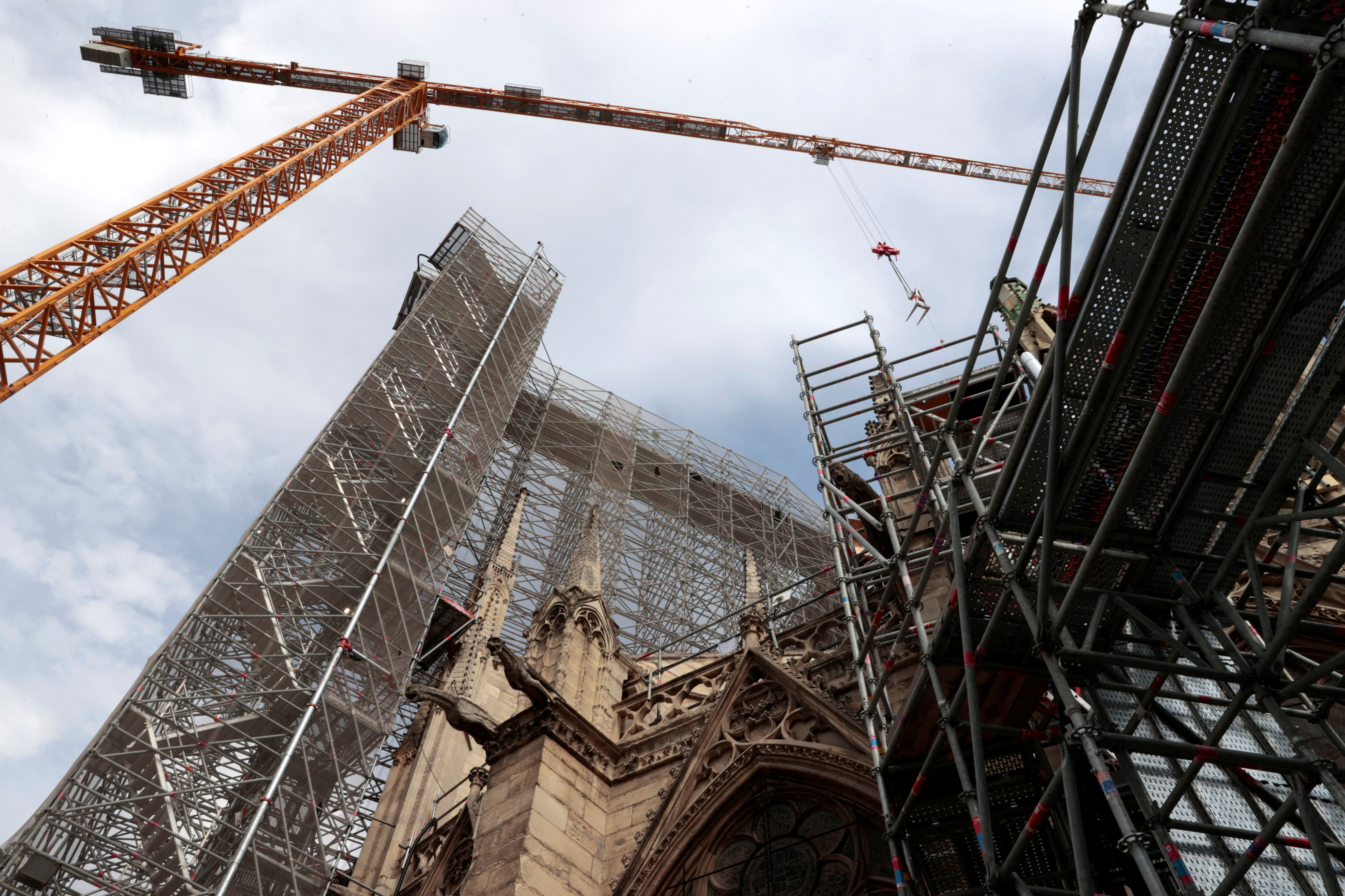 French culture minister visits Notre Dame Cathedral building site