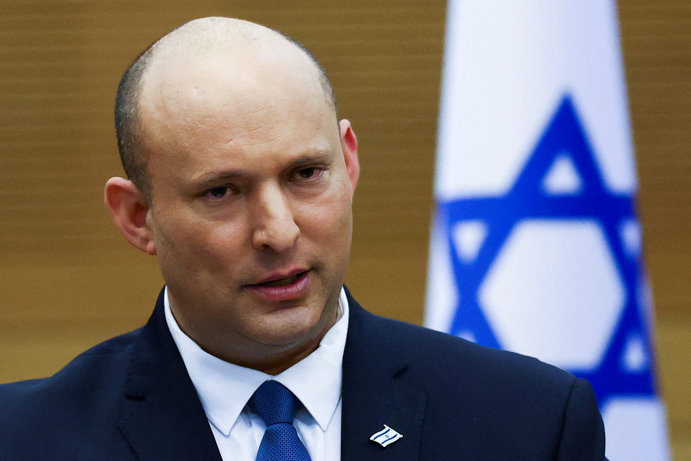 Israeli Prime Minister Naftali Bennett and Foreign Minister Yair Lapid give a statement, in Jerusalem