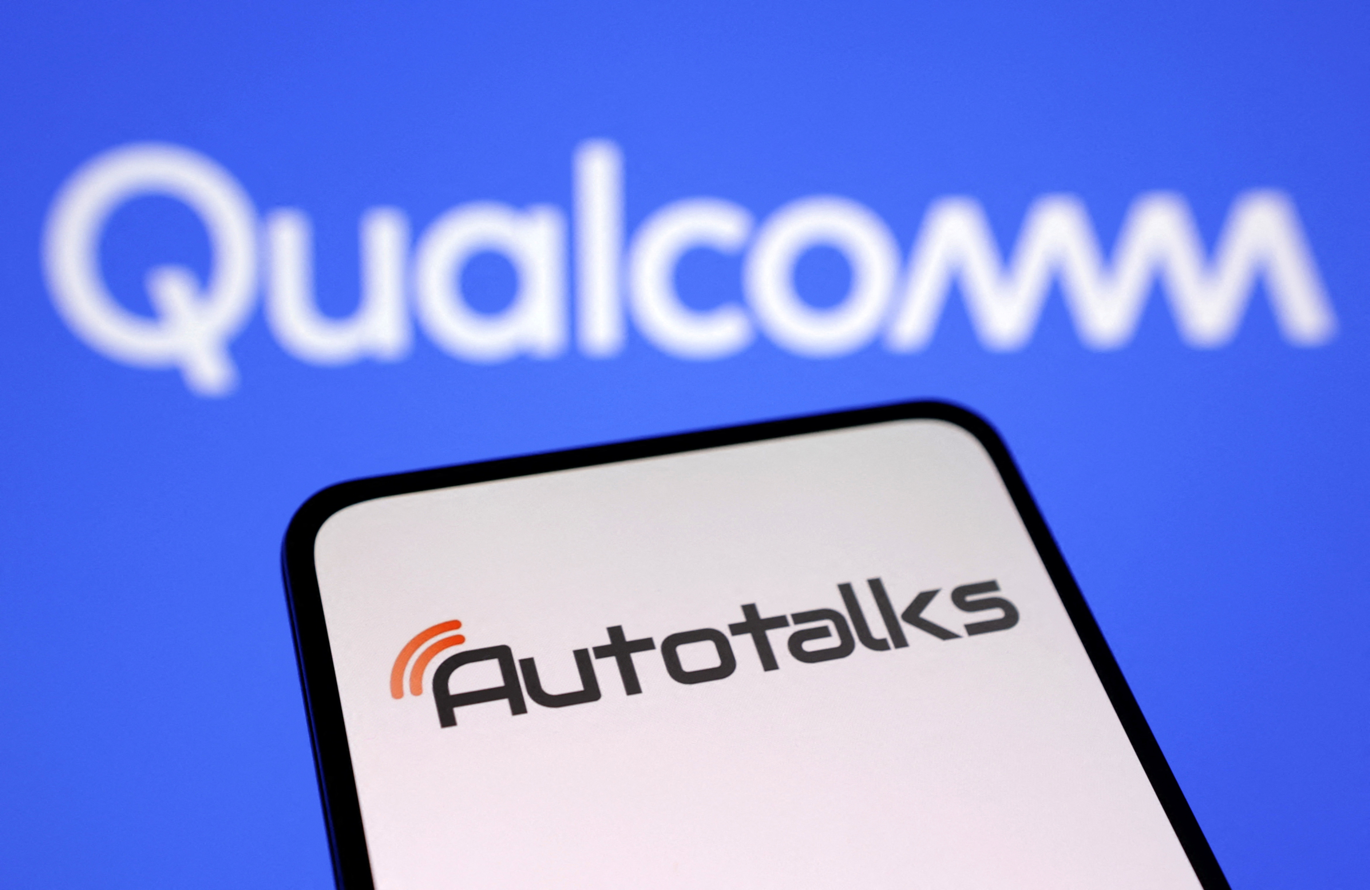 Illustration shows Autotalks and Qualcomm logos