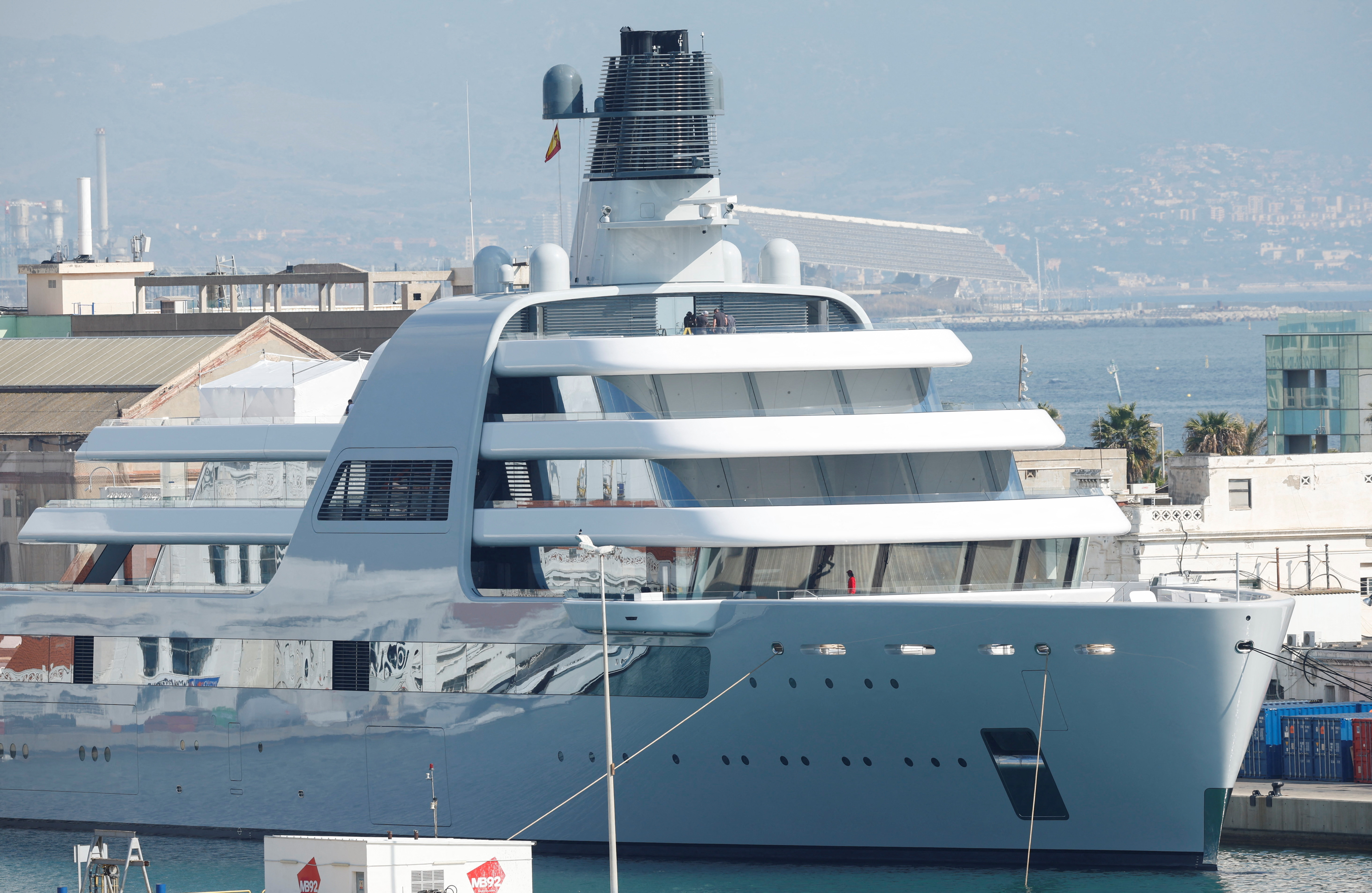 Roman Abramovich's super yacht Solaris is seen at Barcelona Port