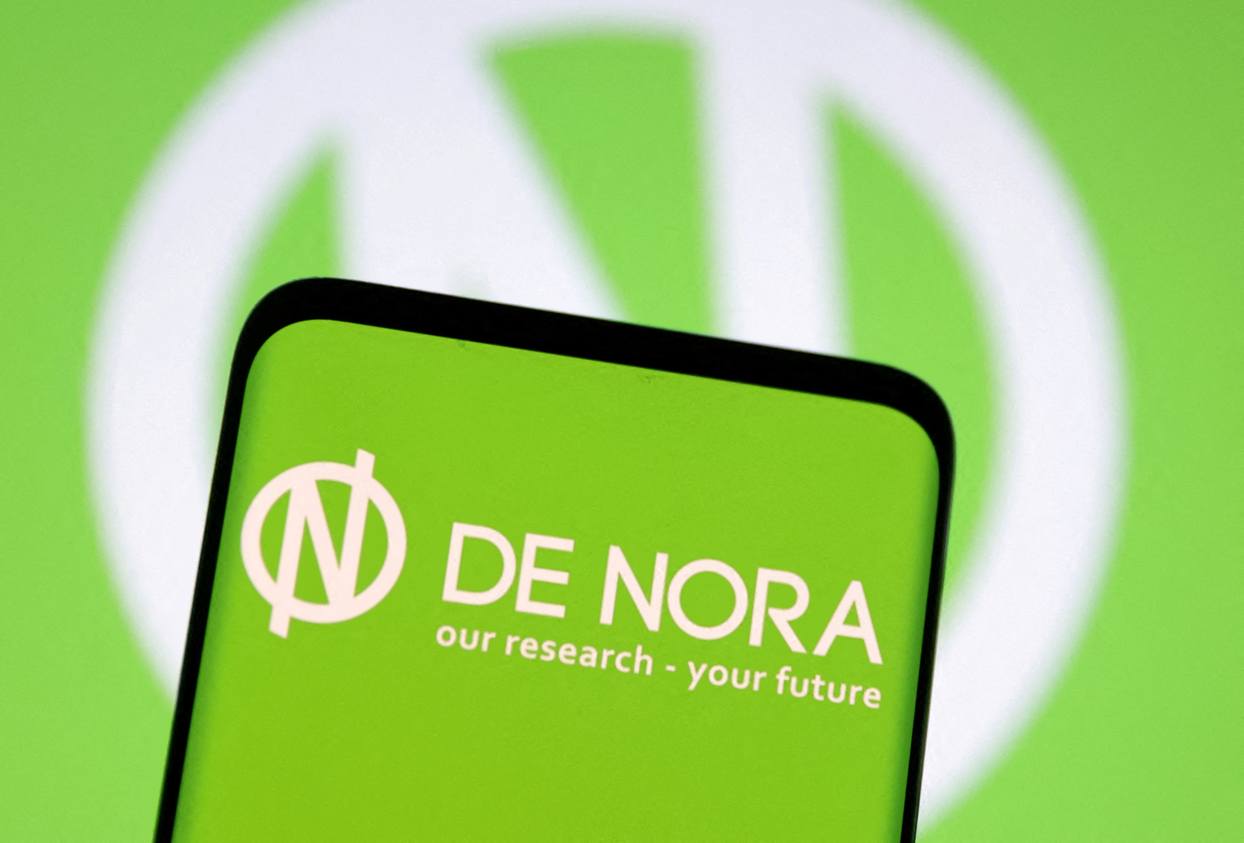 Illustration shows De Nora's logo