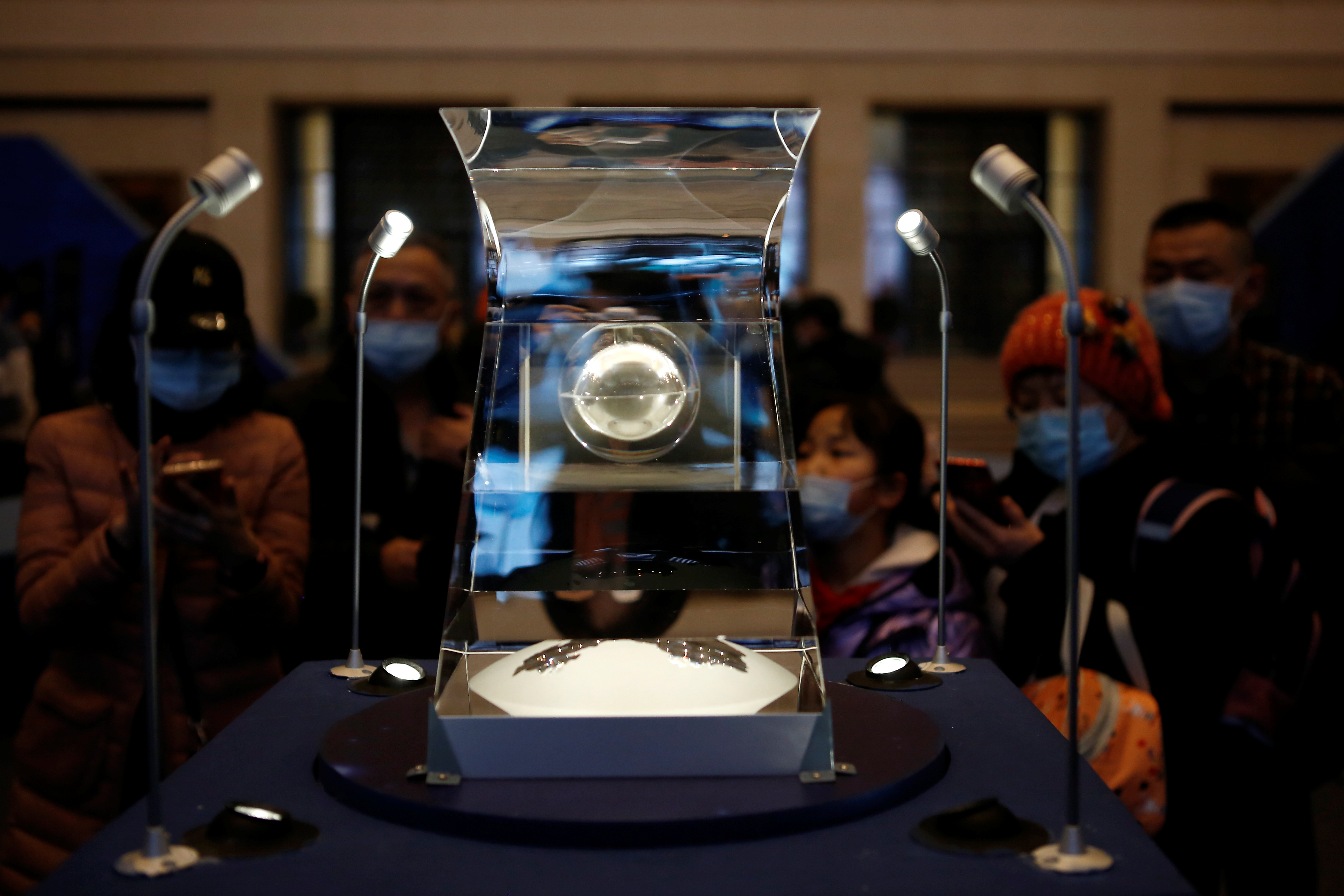 Samples from China's lunar exploration program Chang'e-5 Mission at National Museum in Beijing