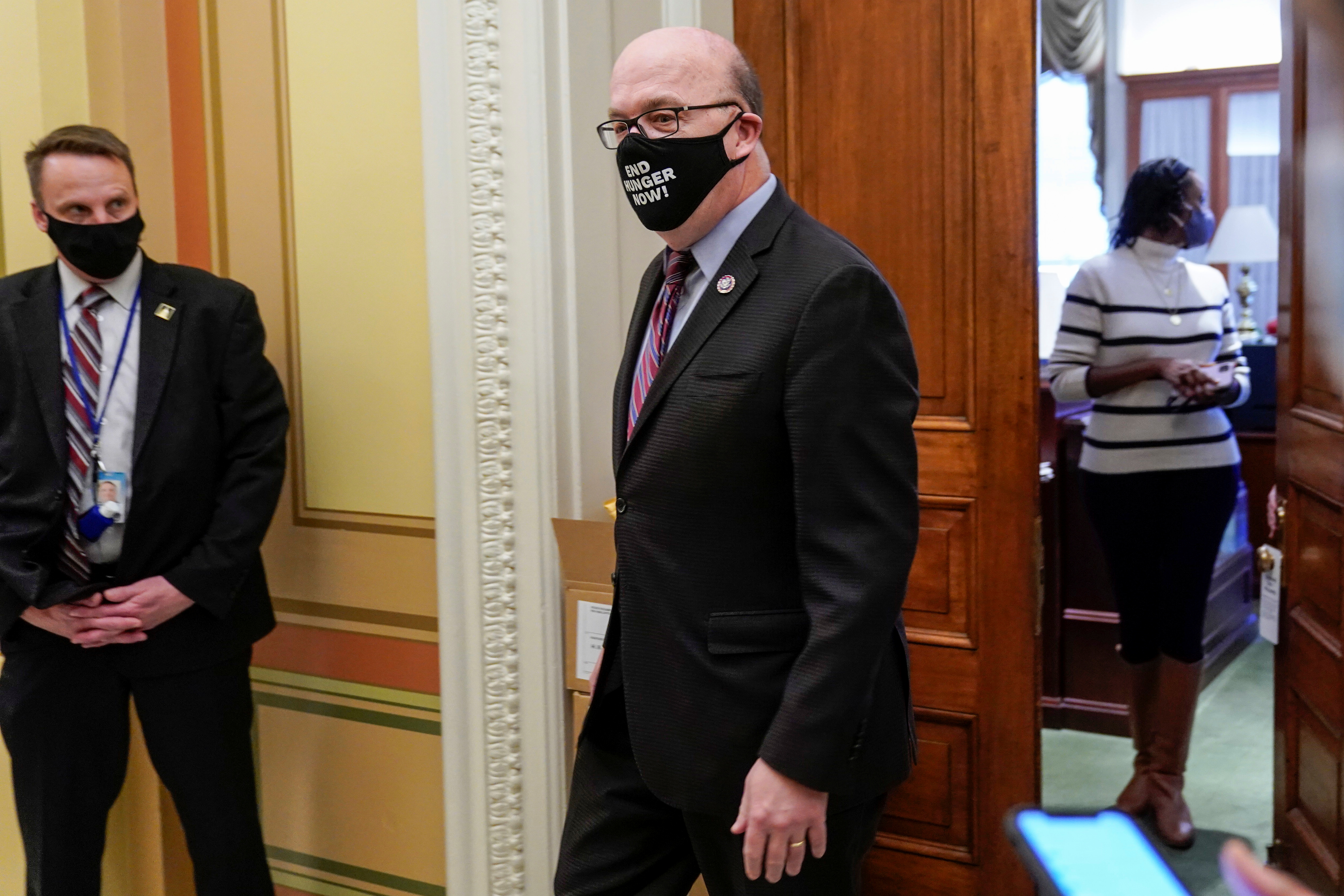 Rep. Jim McGovern departs meeting about impeachment of Trump in Washington