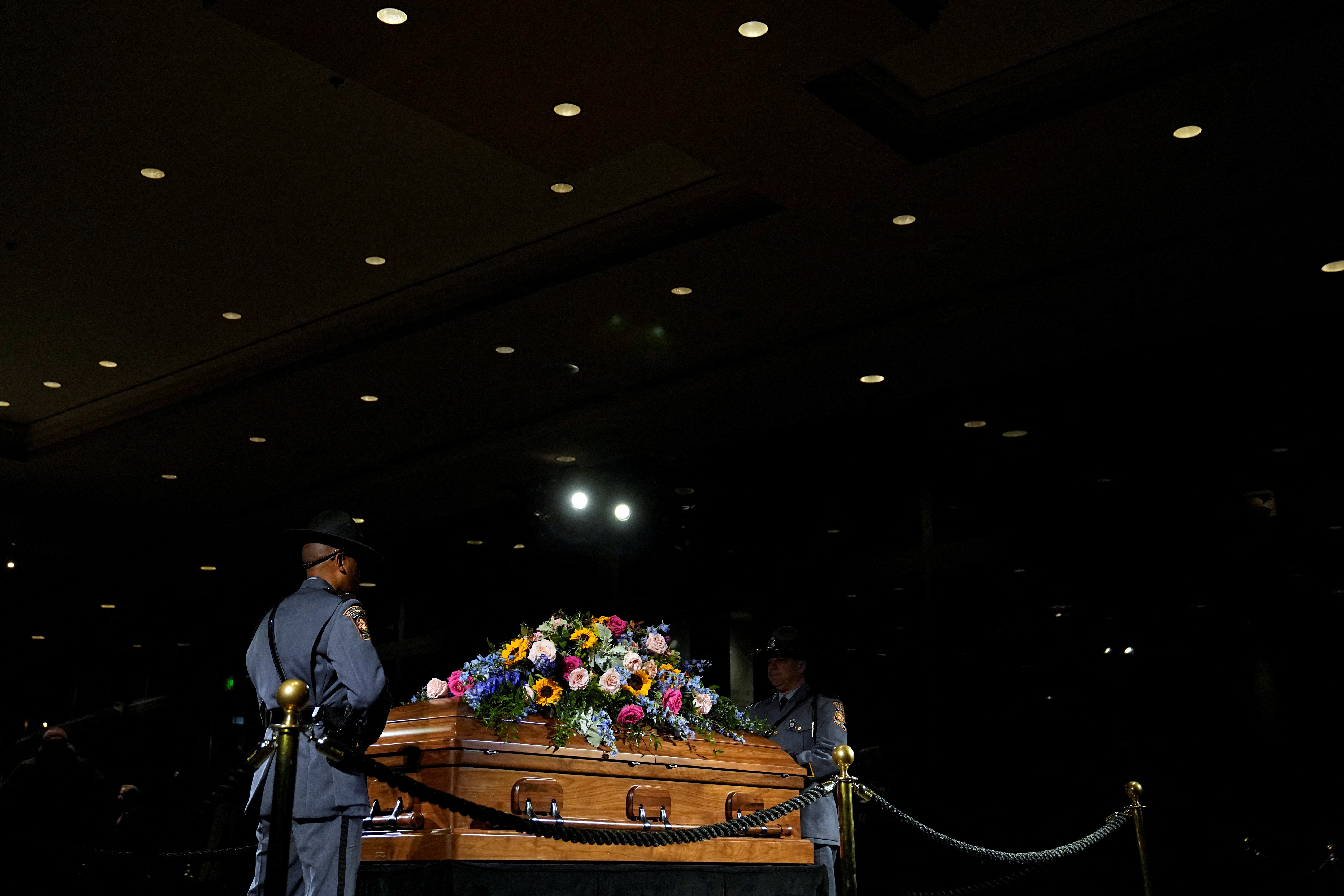 Members of the public pay respects to former first lady Rosalynn Carter at the Jimmy Carter Presidential Library and Museum in Atlanta