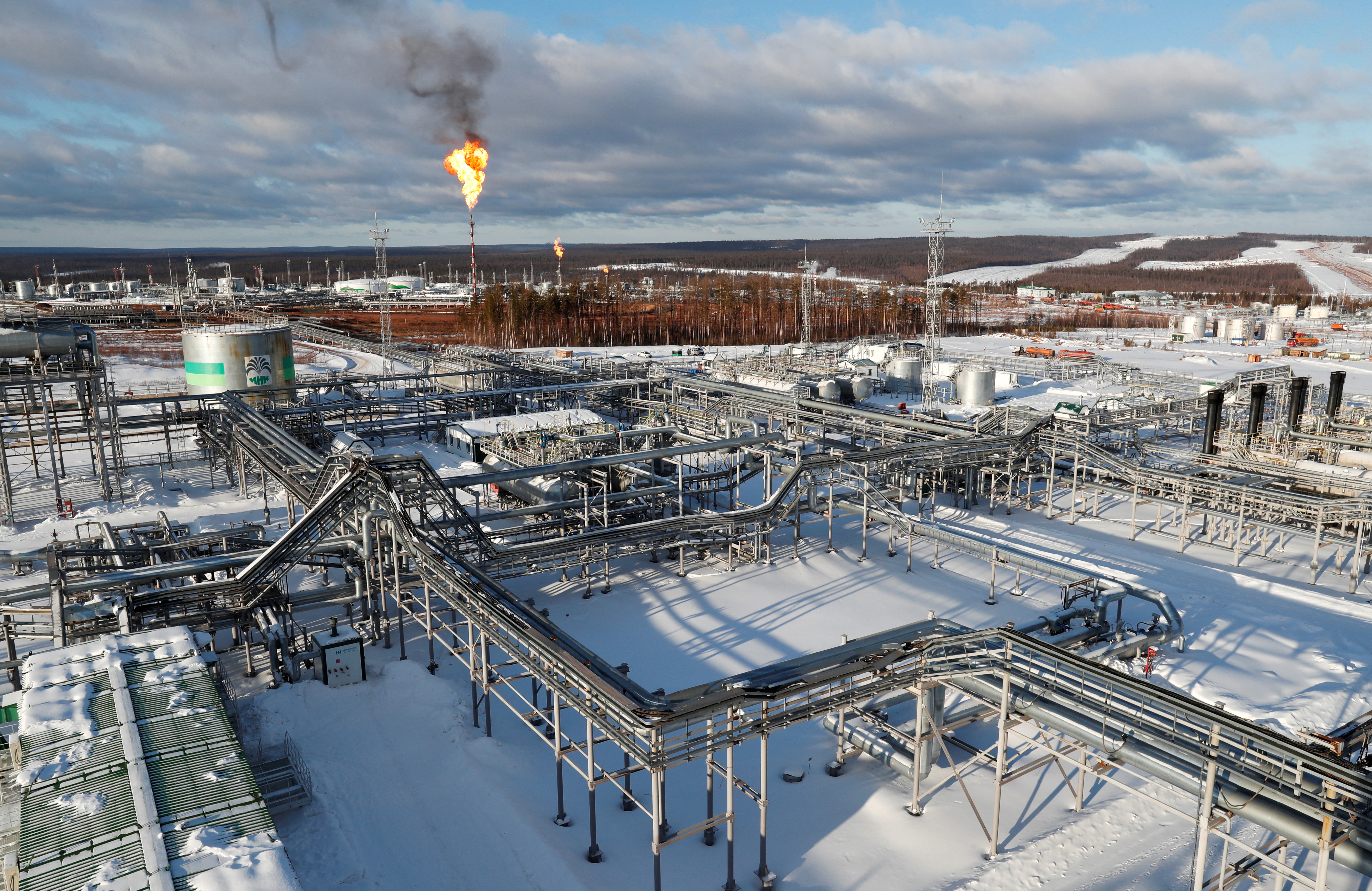 A view shows an oil treatment plant in the Irkutsk Oil Company-owned Yarakta Oil Field in Irkutsk Region