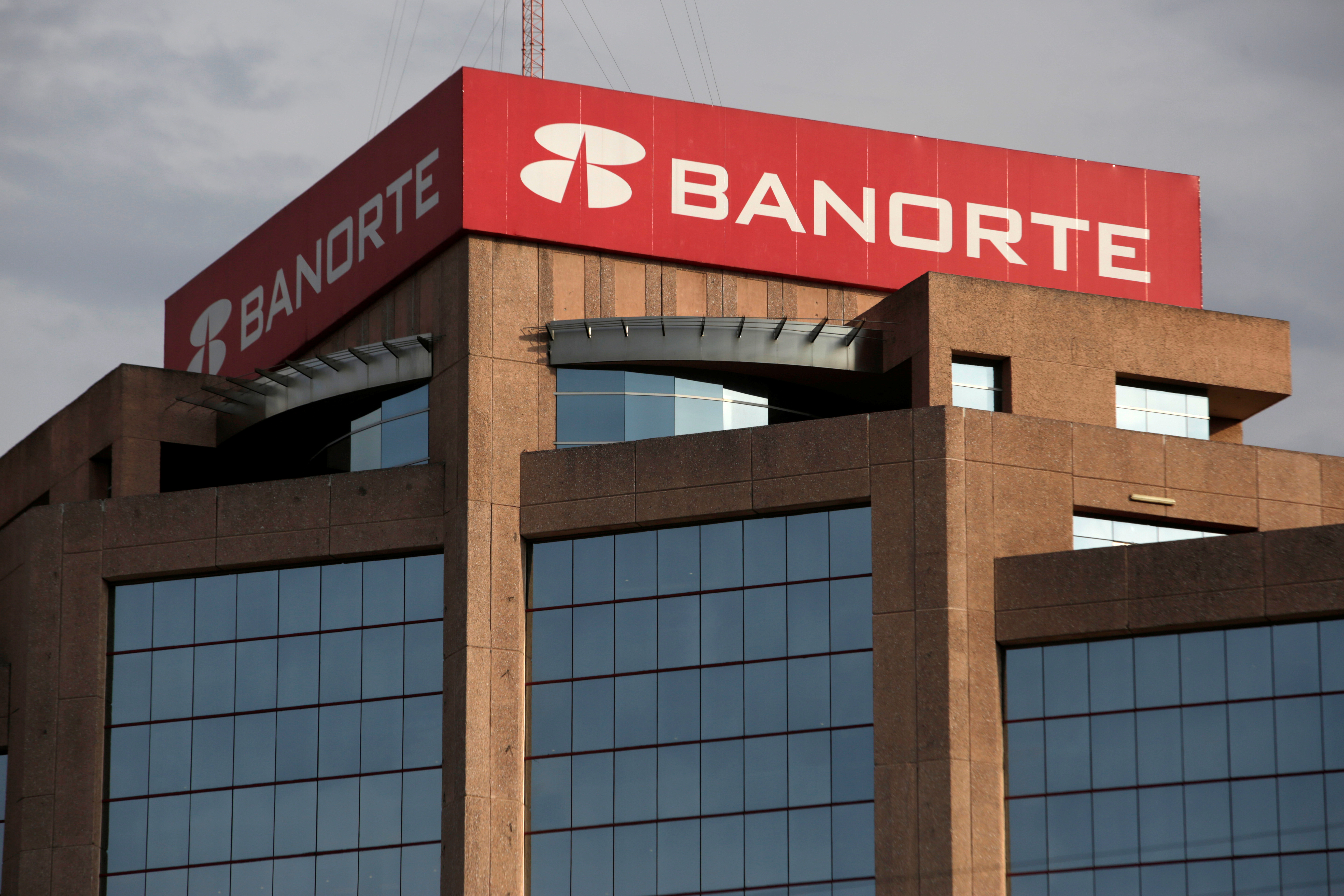 A general view shows the of headquarters of Banorte Bank in Monterrey