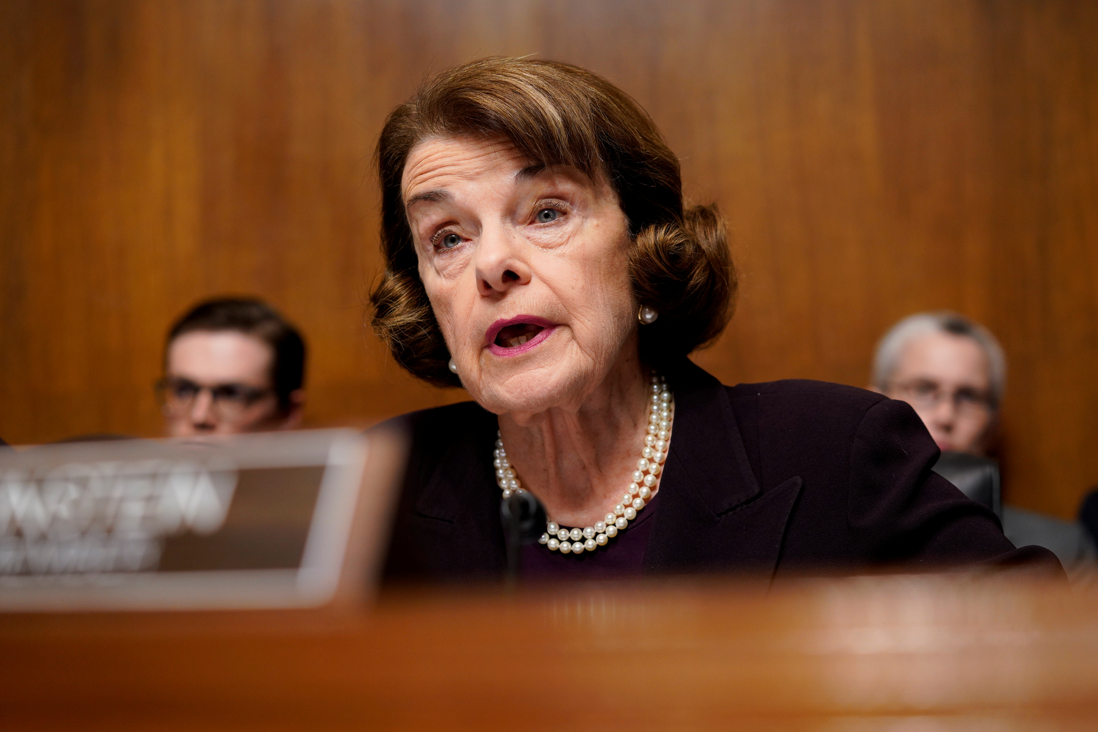 Sen. Dianne Feinstein (D-CA) asks a question as U.S. Attorney General William Barr testifies before a Senate Judiciary Committee hearing entitled 