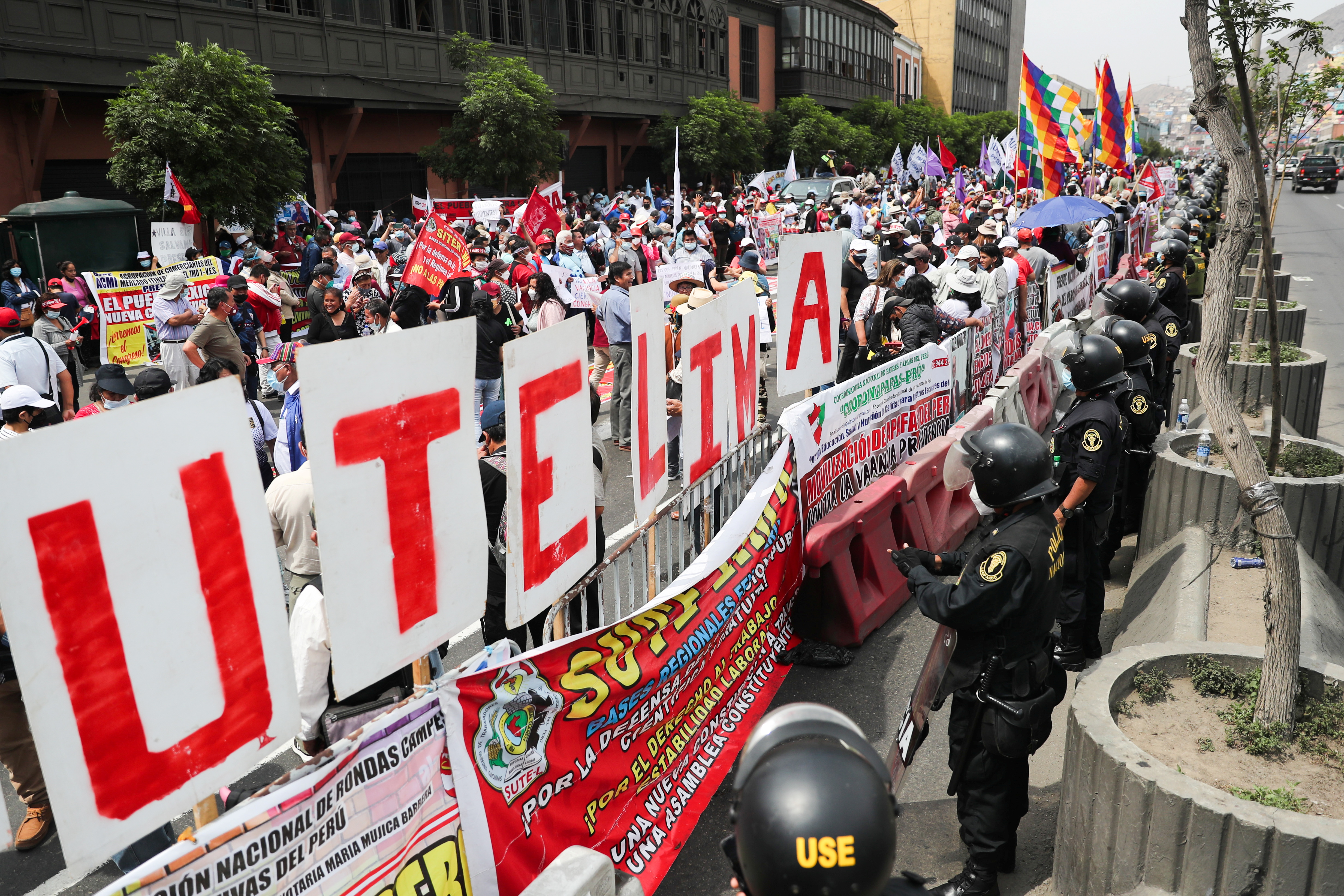 Protests in favour and against Castillo erupt in Peru as members of Congress consider impeachment, in Lima