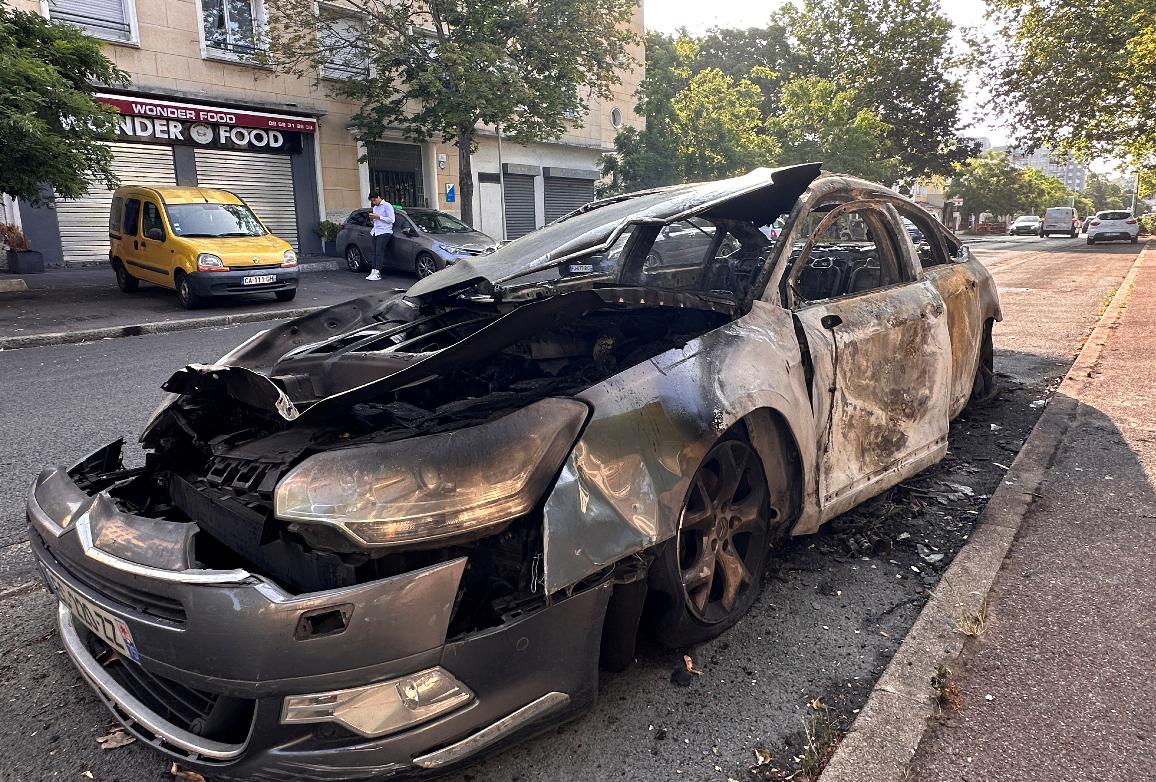 Aftermath after clashes break out between youths and police in Paris suburb