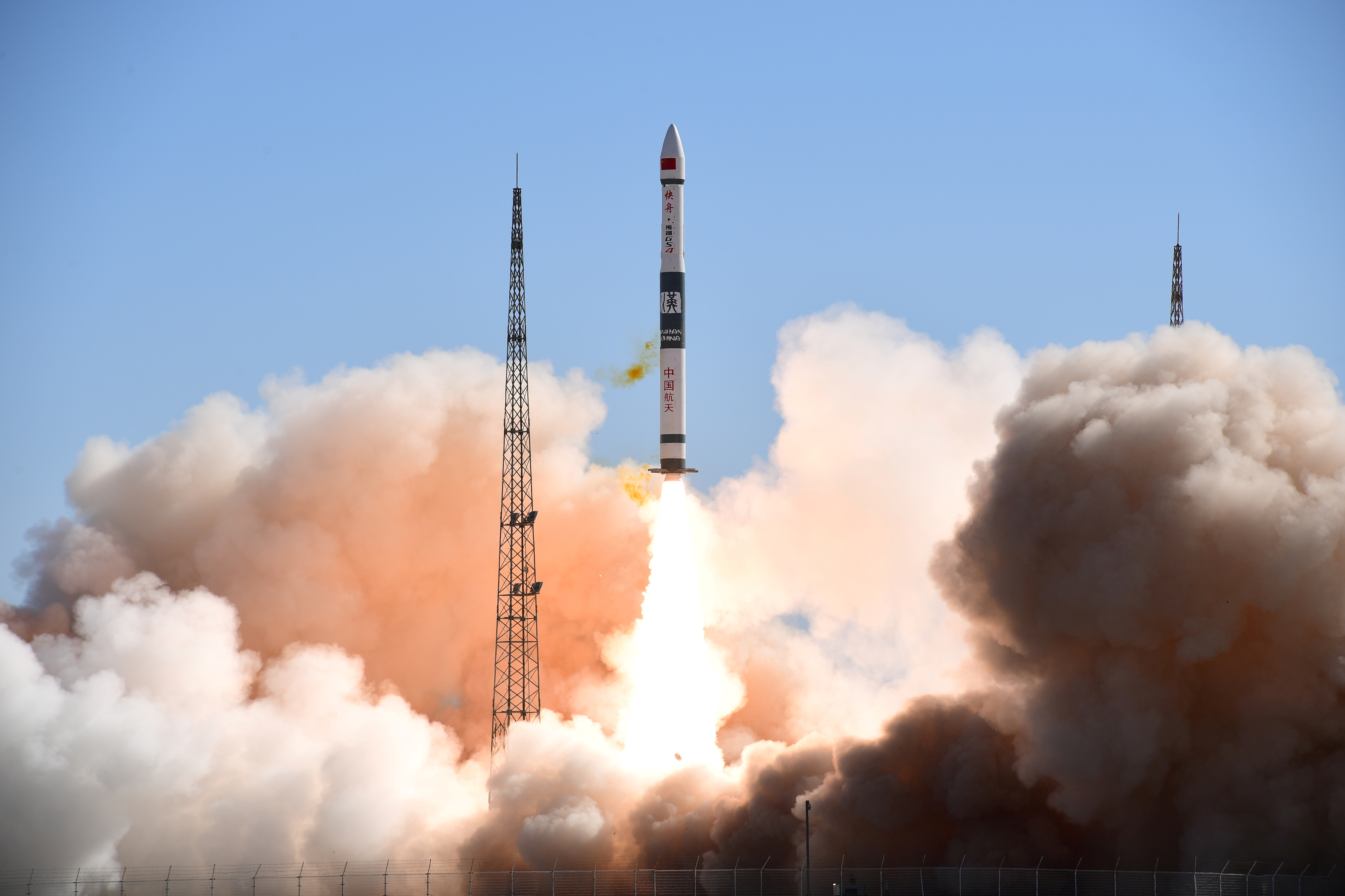Kuaizhou-1A carrier rocket carrying two satellites takes off from Jiuquan Satellite Launch Center