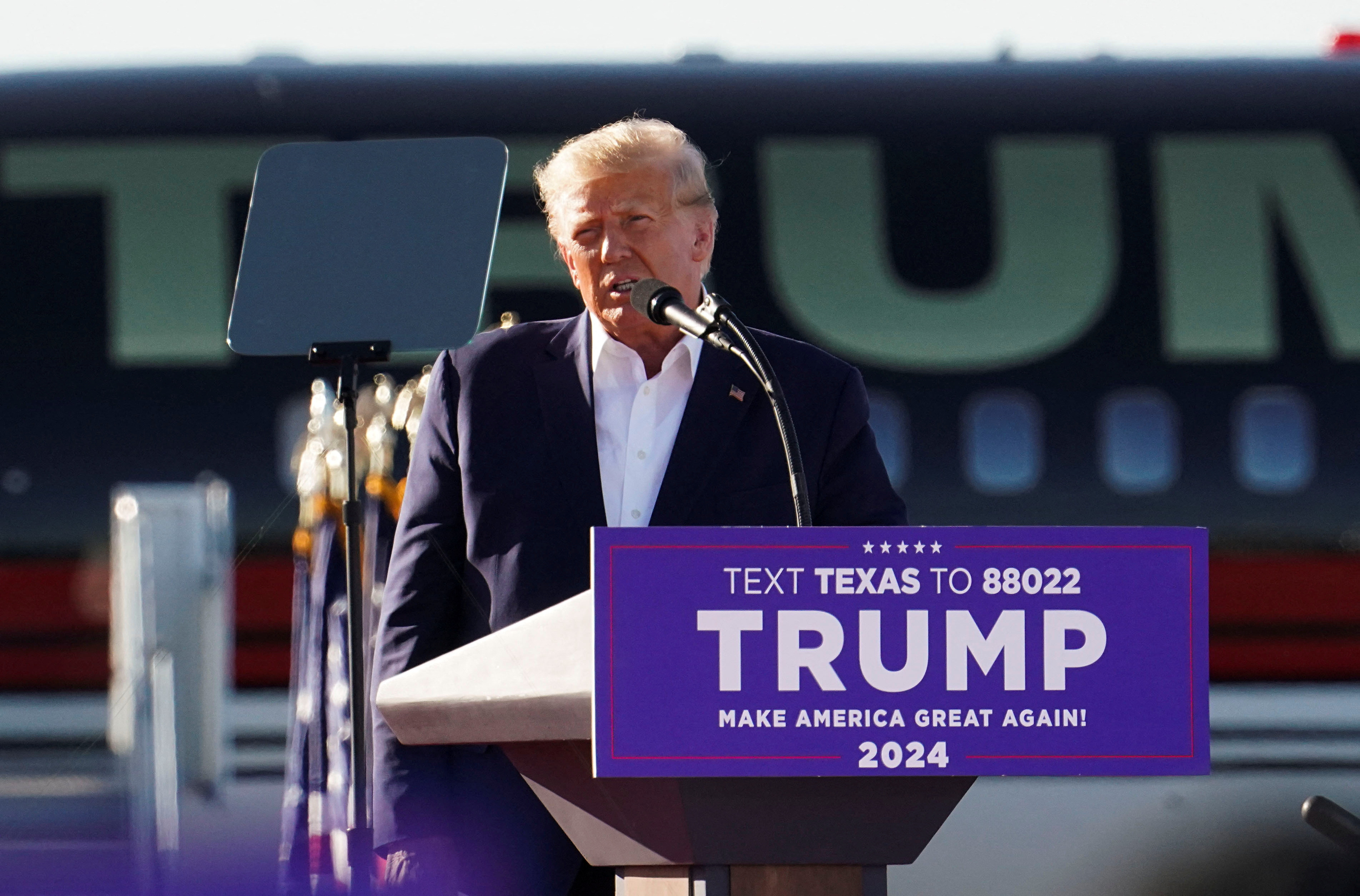 Former U.S. President Donald Trump holds a campaign rally in Waco, Texas