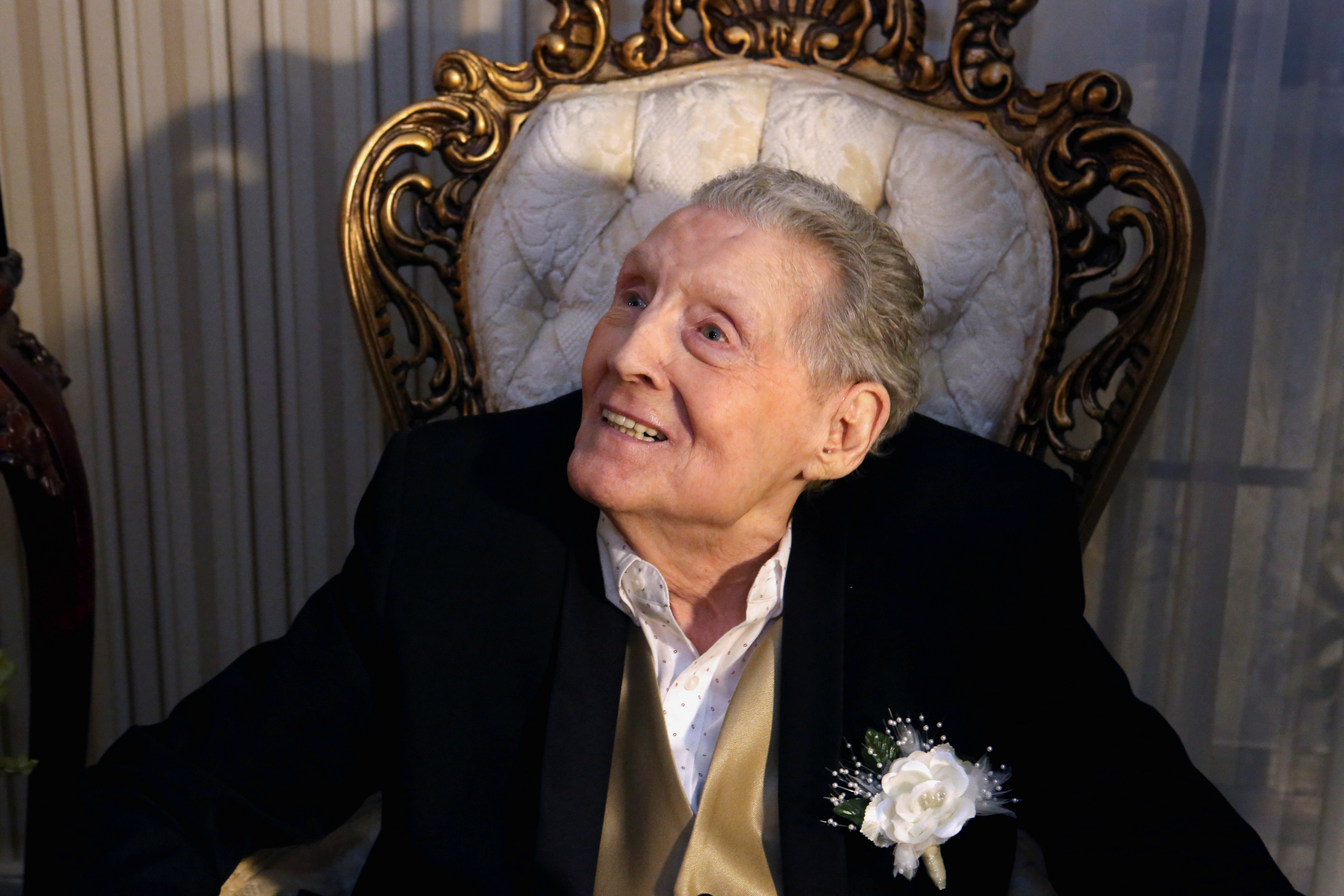 A vaccinated 85-year-old Jerry Lee Lewis, the last living member of the Million Dollar Quartet that recorded many hits at Memphis' Sun Records in the 1950s, renews marriage vows with 7th wife Judith at his ranch in Nesbit, Mississippi, U.S. March 9, 2021. REUTERS/Karen Pulfer Focht