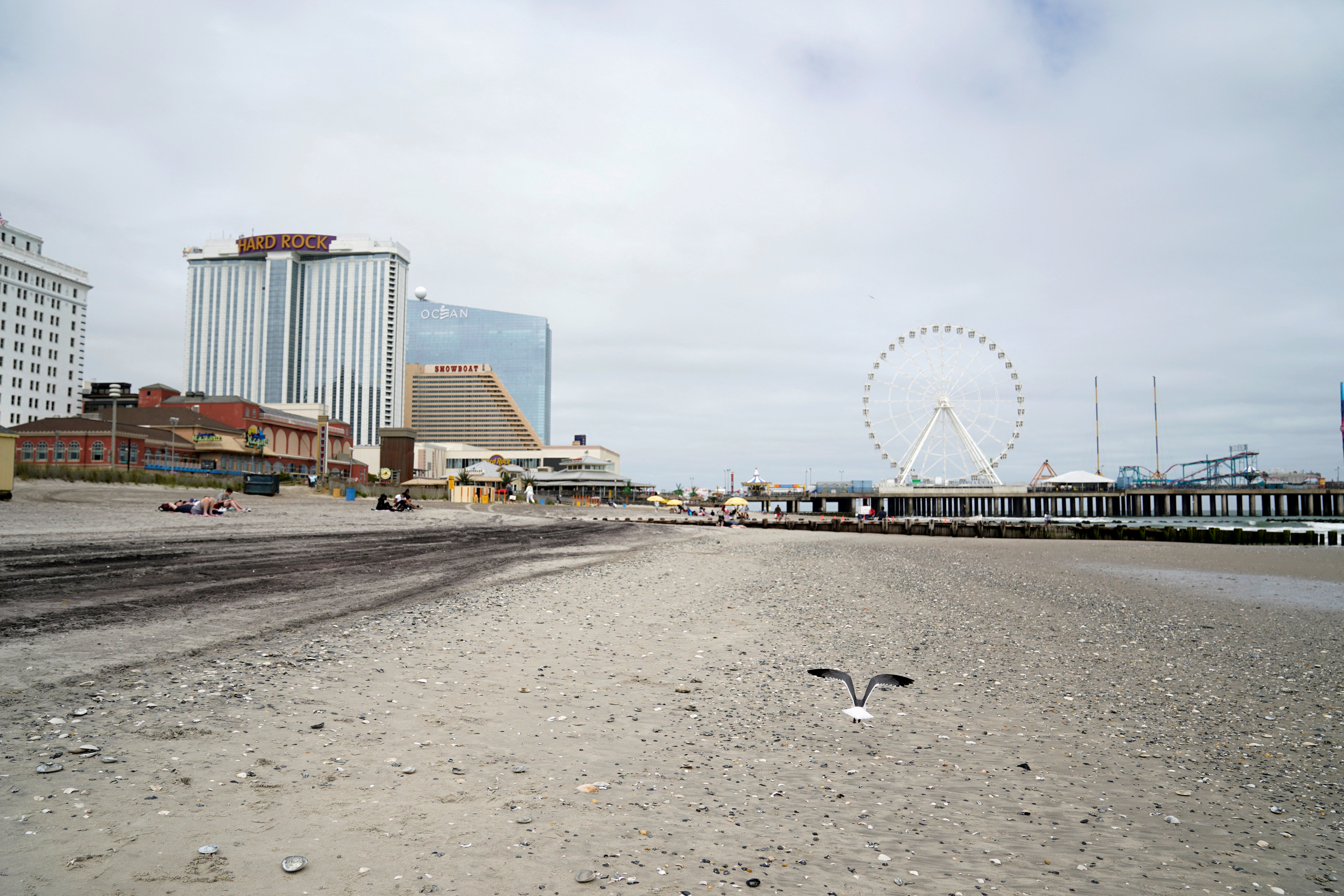 A sparsely populated beach is seen in Atlantic City