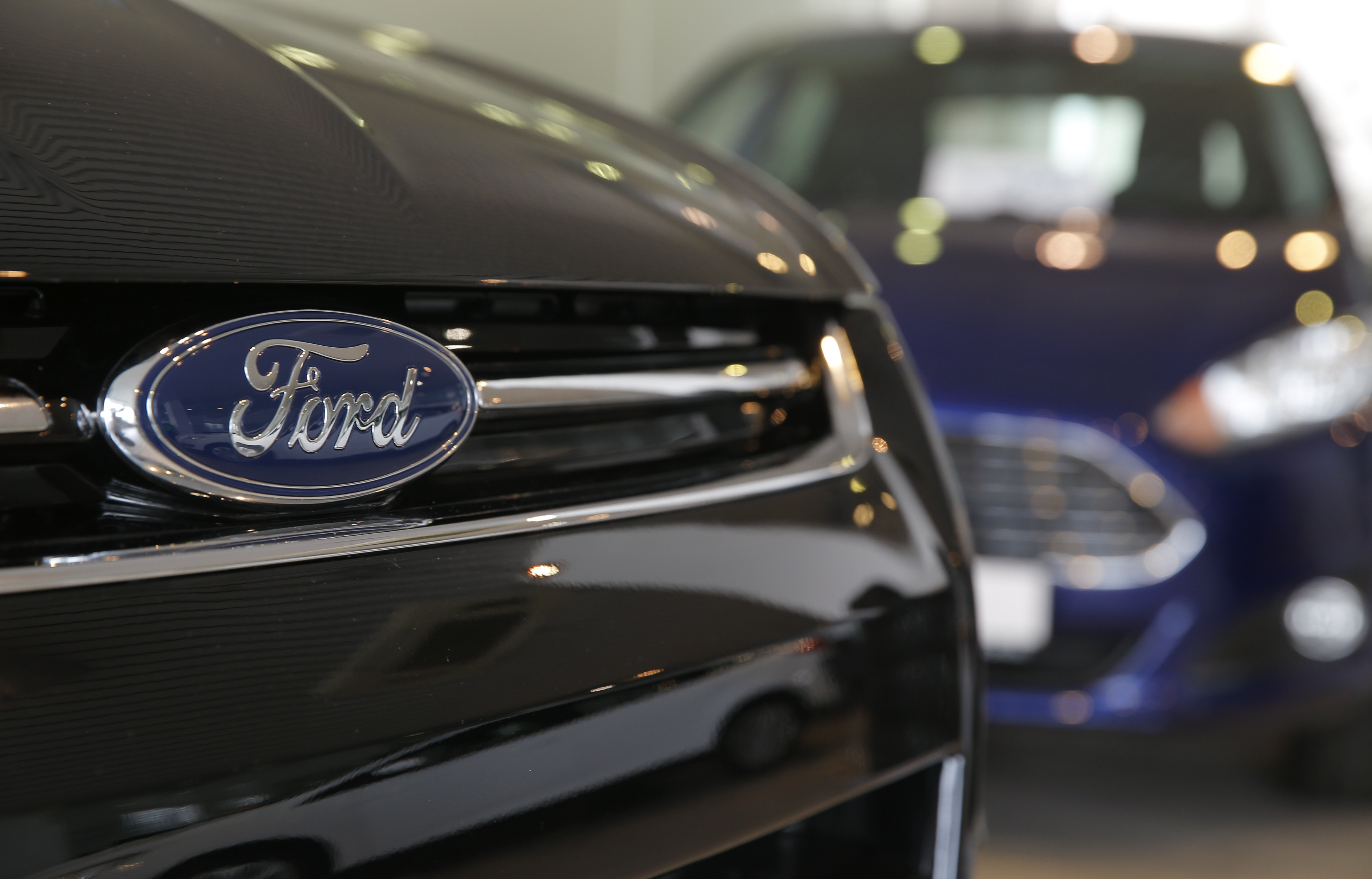 Ford cars are on sale at a dealership in Moscow