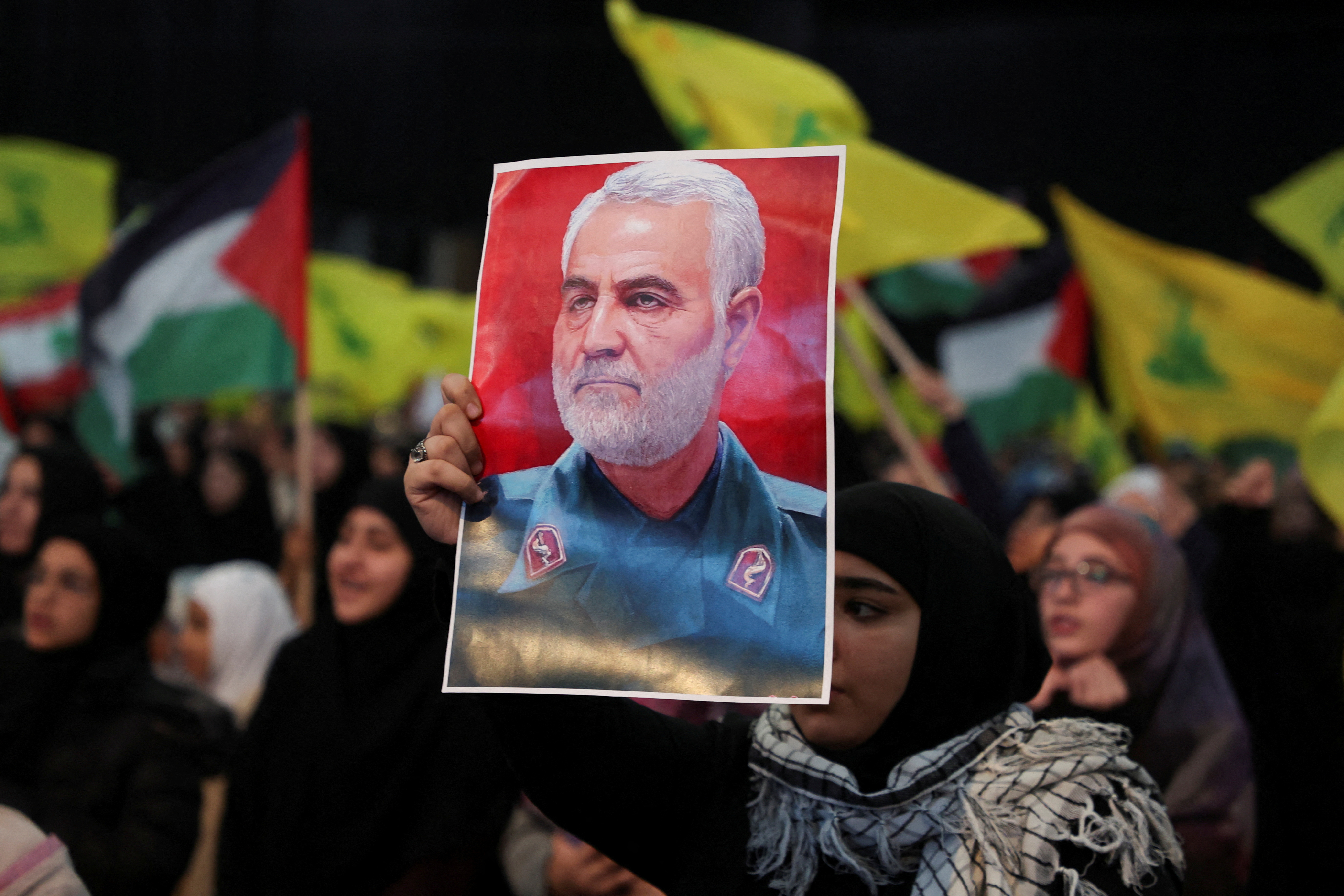 Ceremony to mark the fourth anniversary of the killing of senior Iranian military commander General Qassem Soleimani, in Beirut