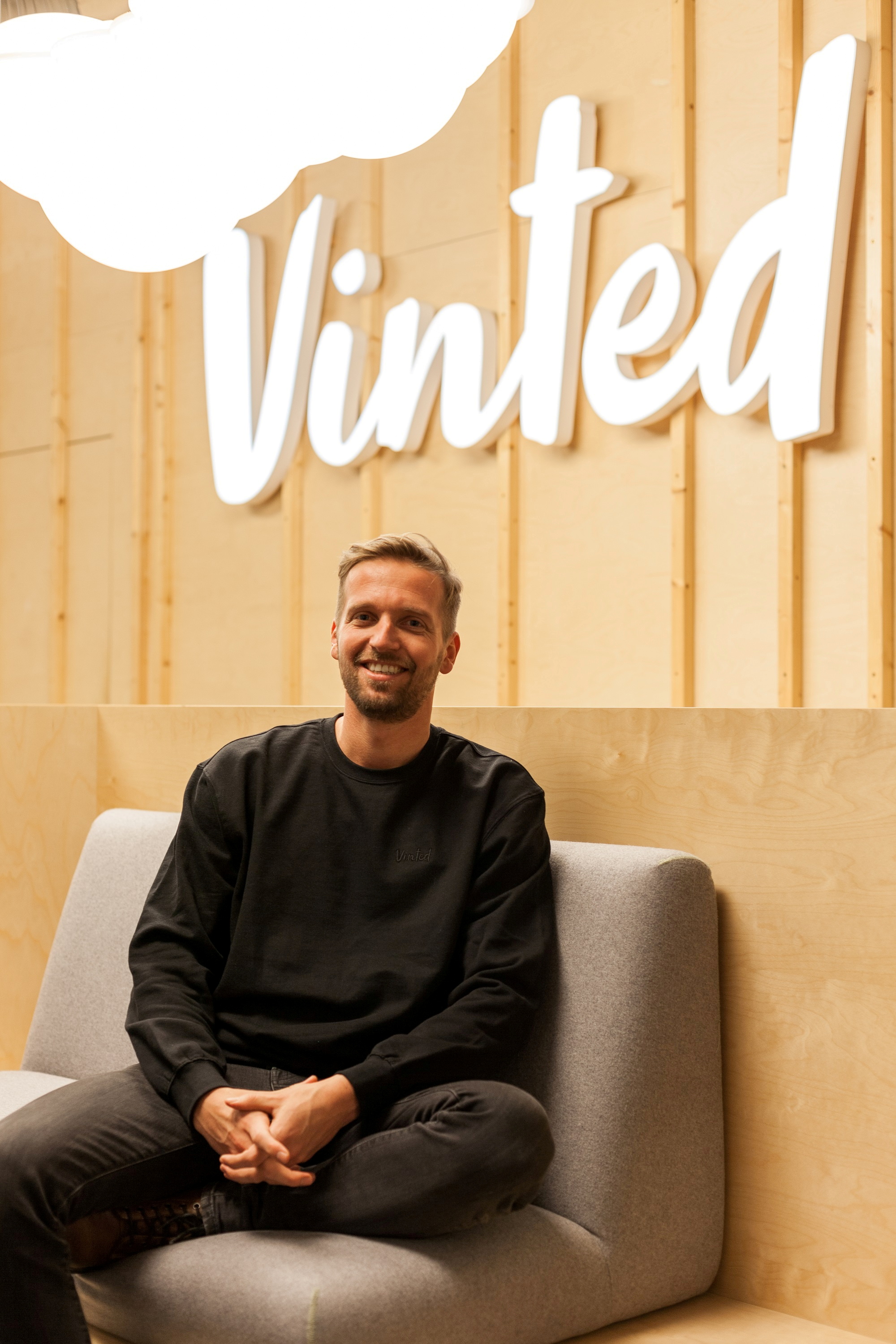 Thomas Plantenga, CEO of Vinted, sits in the company's headquarters in Vilnius