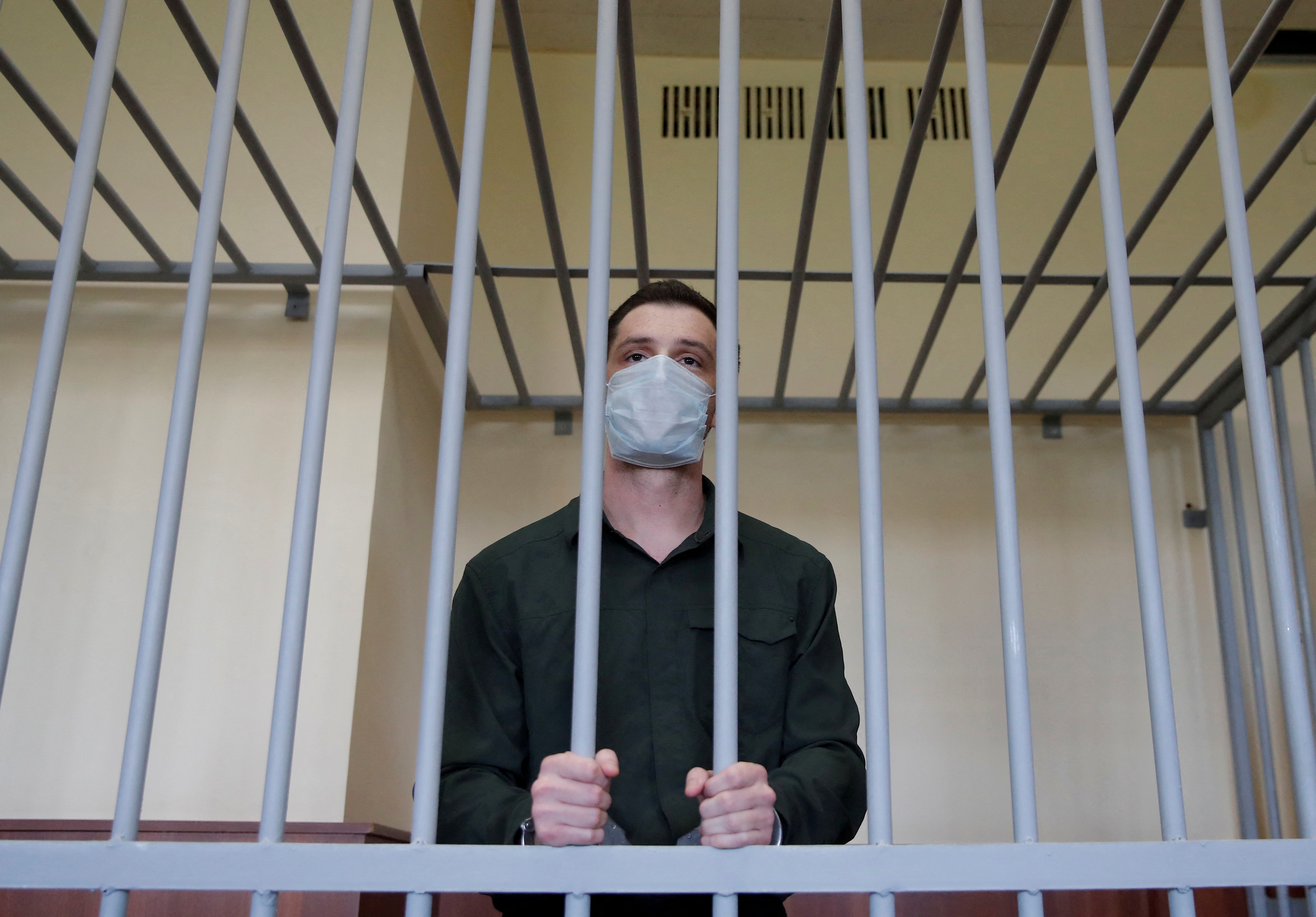 Former U.S. Marine Reed attends a court hearing in Moscow