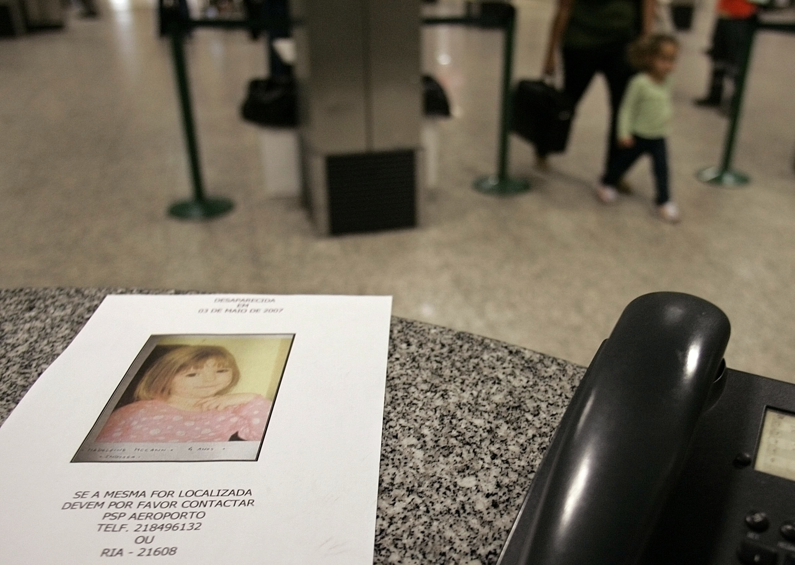 A picture of Madeline McCann is placed at Lisbon airport
