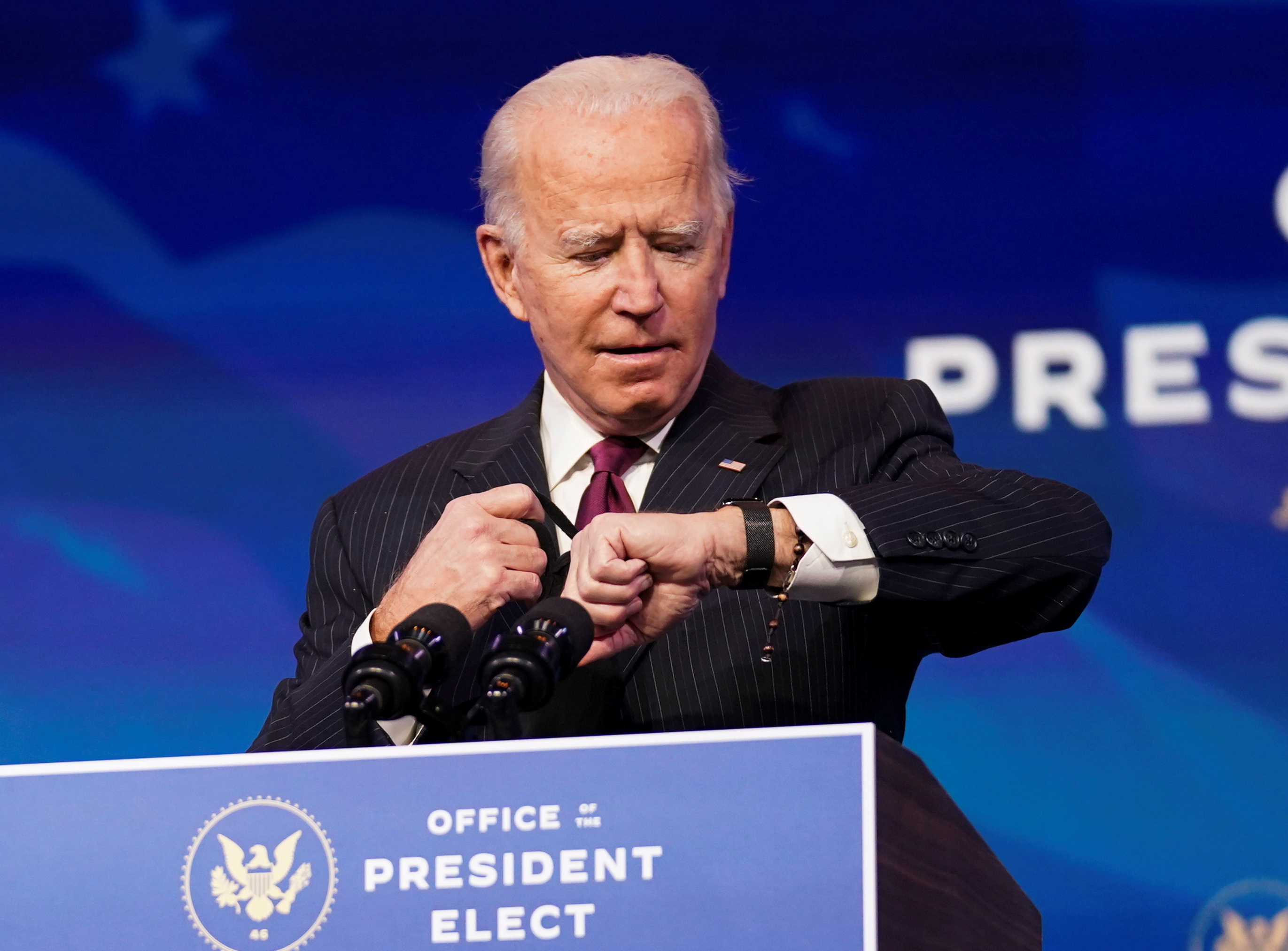 U.S. President-elect Joe Biden announces transportation secretary nominee Buttigieg at his transition headquarters in Wilmington, Delaware