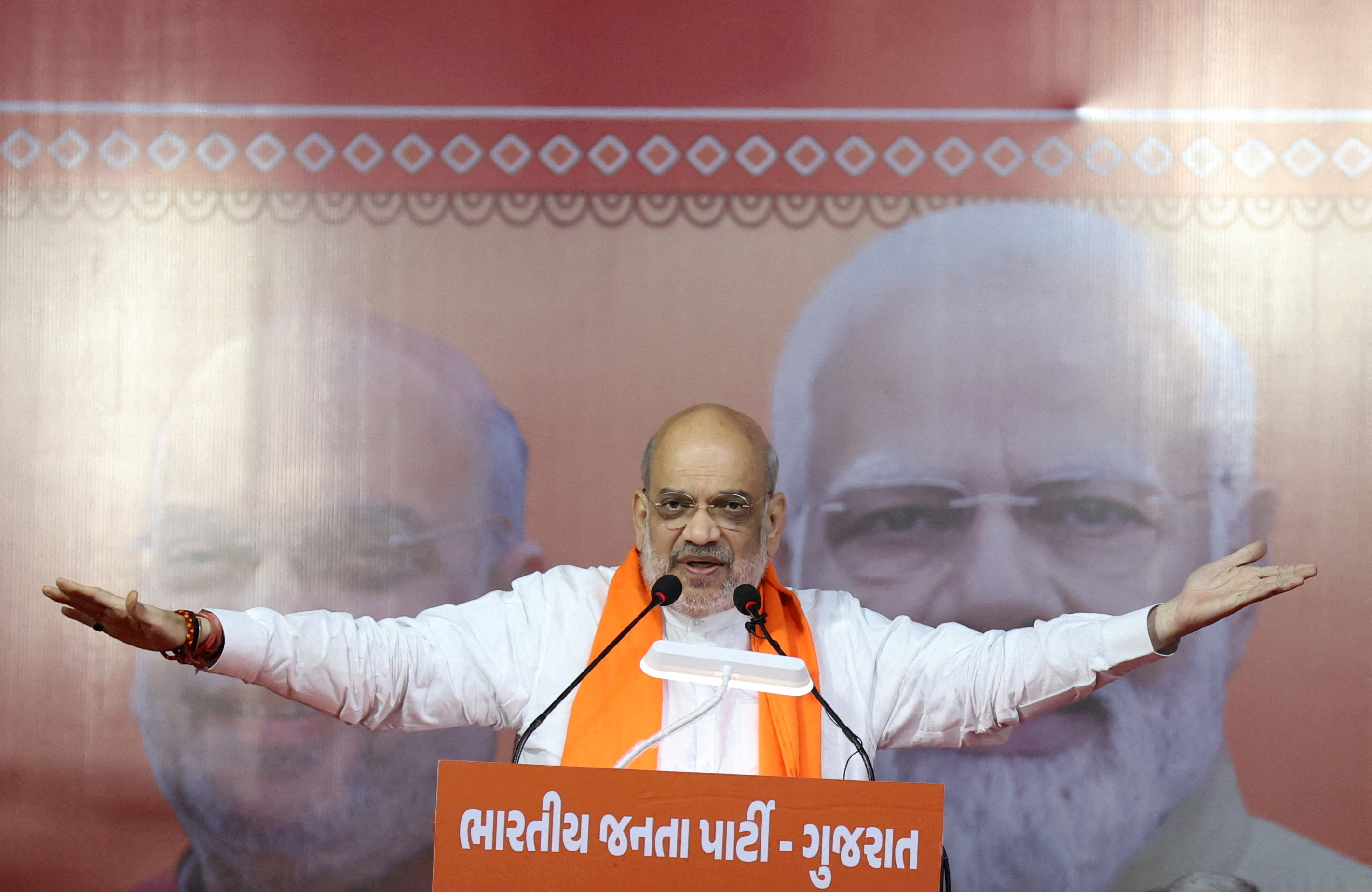 Election campaign rally of Amit Shah, Indian Home Minister and a leader of BJP, in Ahmedabad